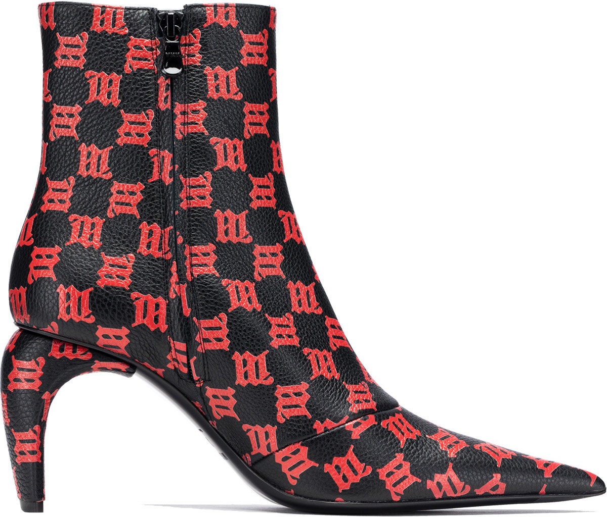 MISBHV: Monogram Leather Ankle Boot - Black | influenceu