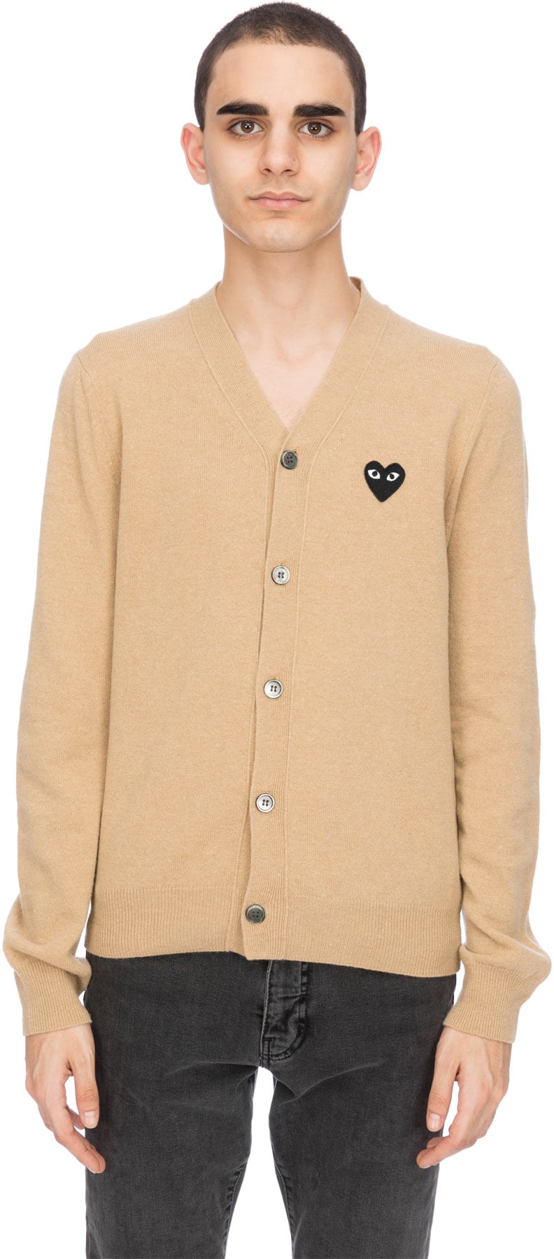 cdg beige cardigan