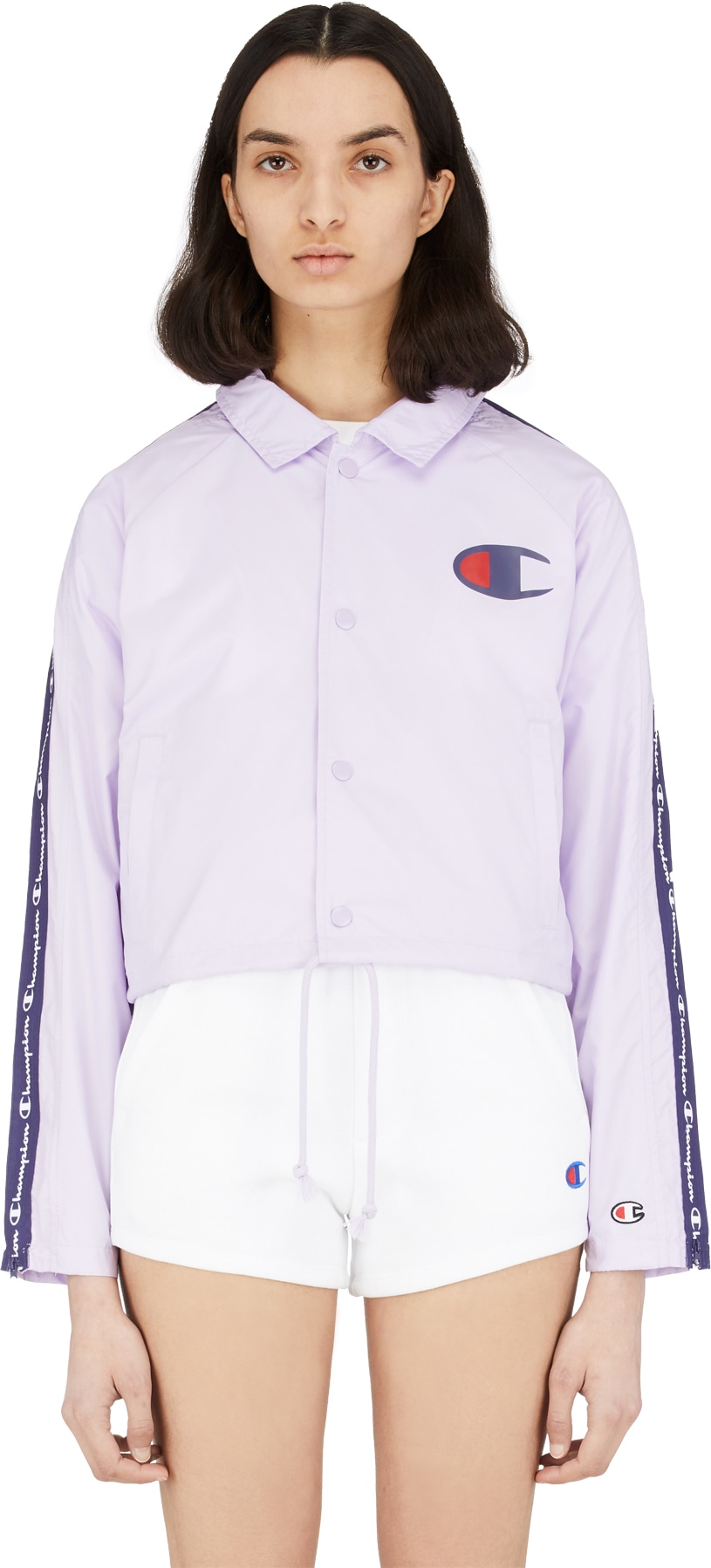 zipper tape cropped coaches jacket