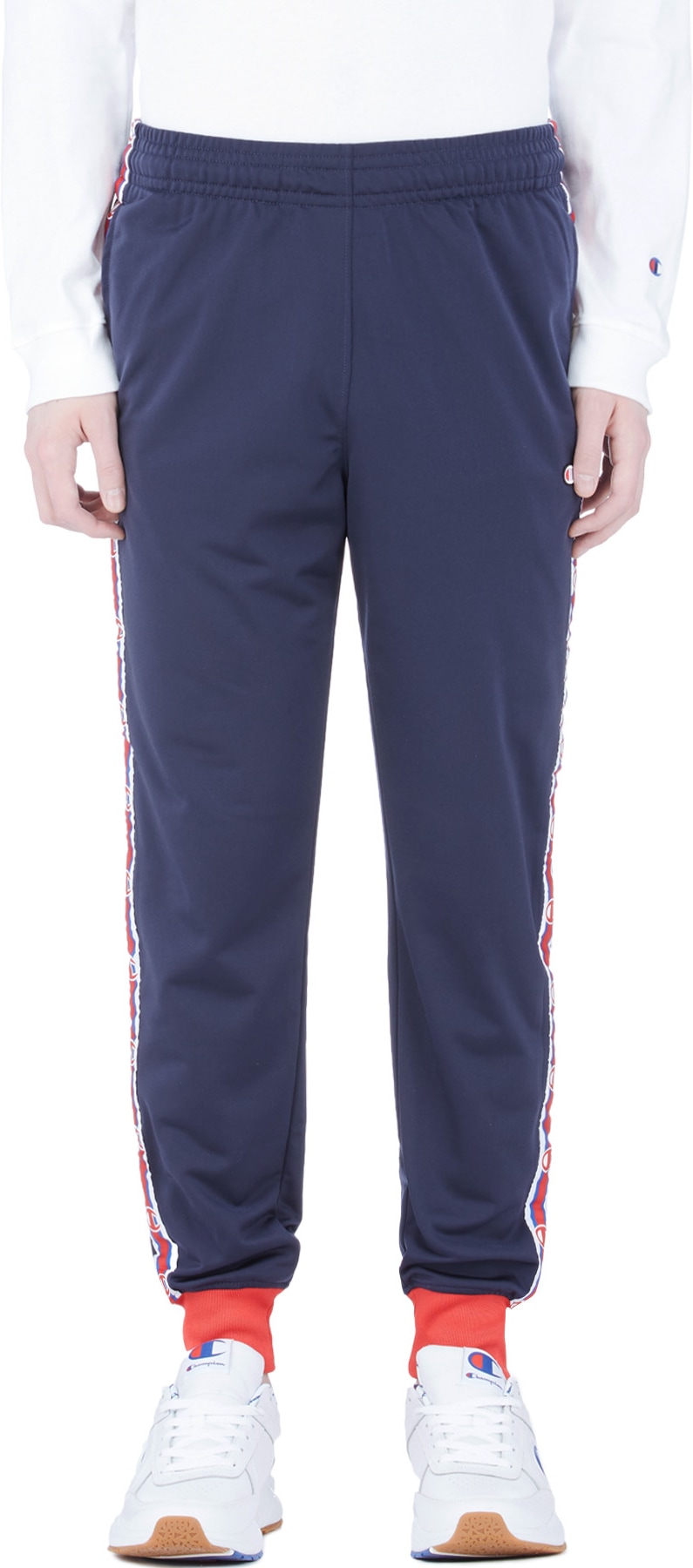 champion tape poly track pants