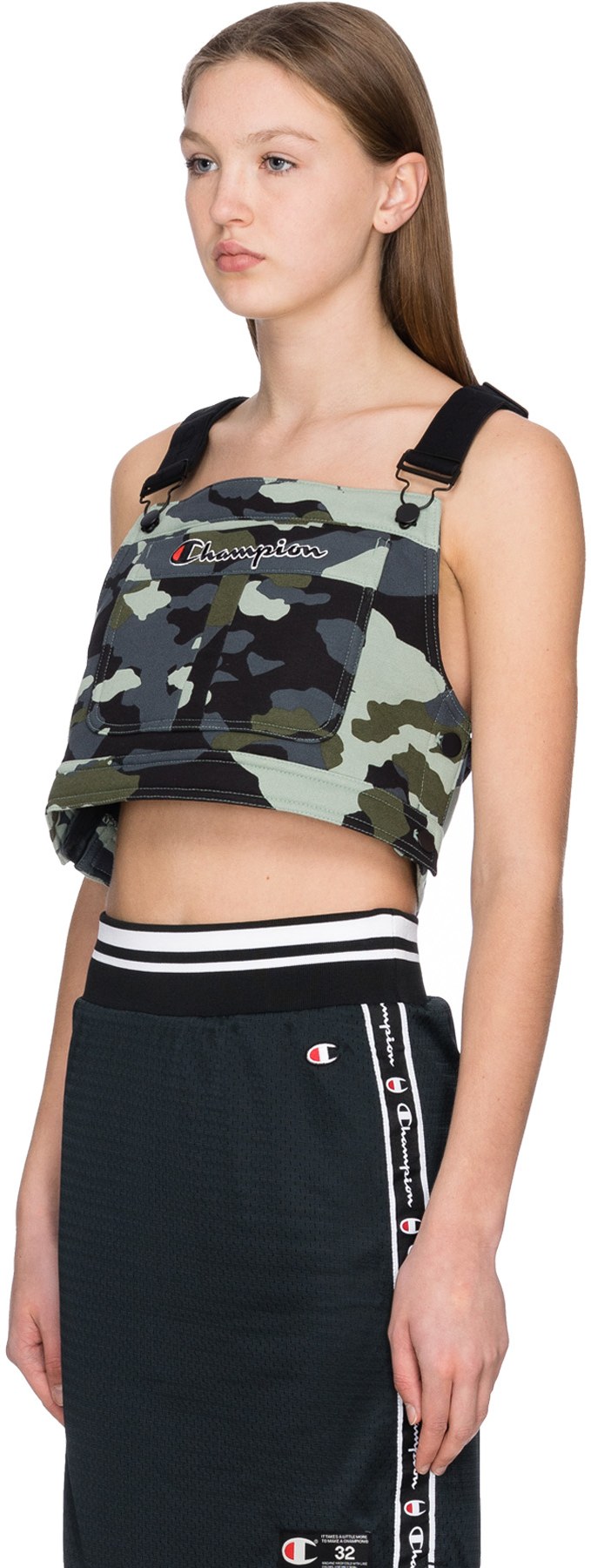 champion overall bib crop top