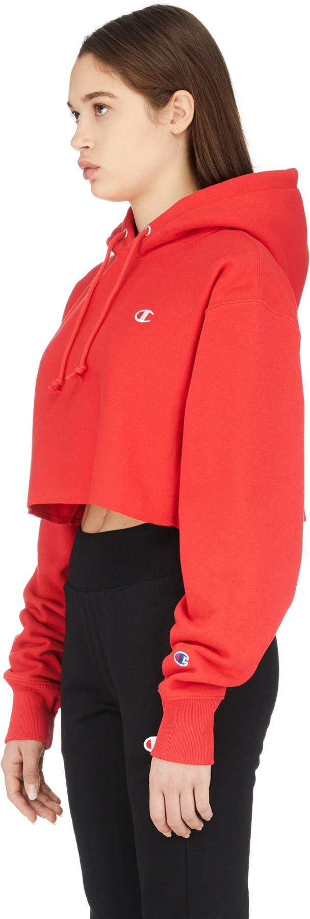 red champion cropped hoodie