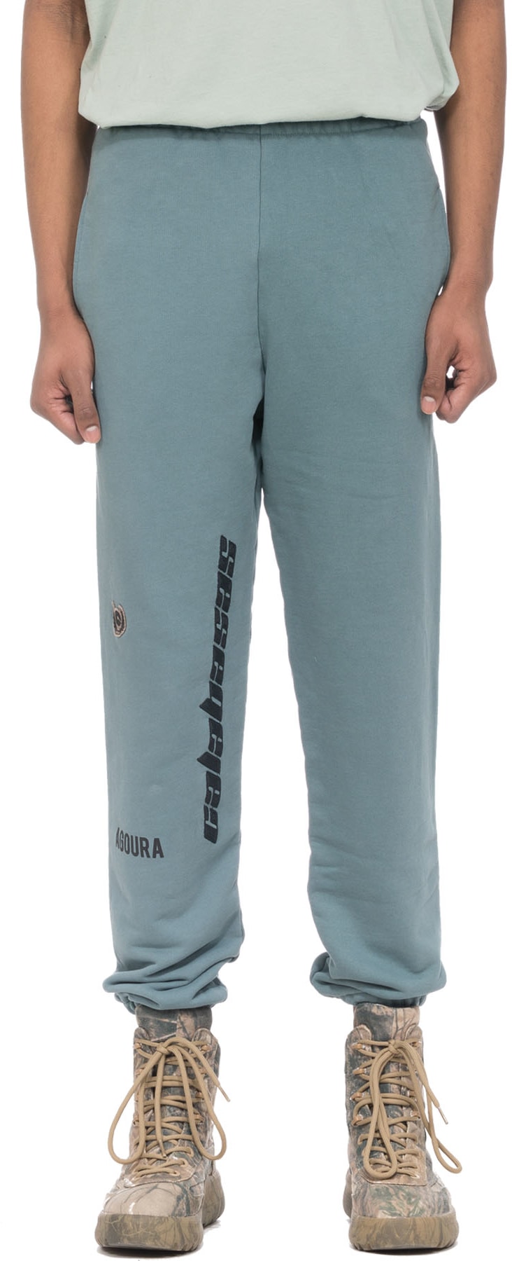 yeezy calabasas embroidered french terry pants hospital blue