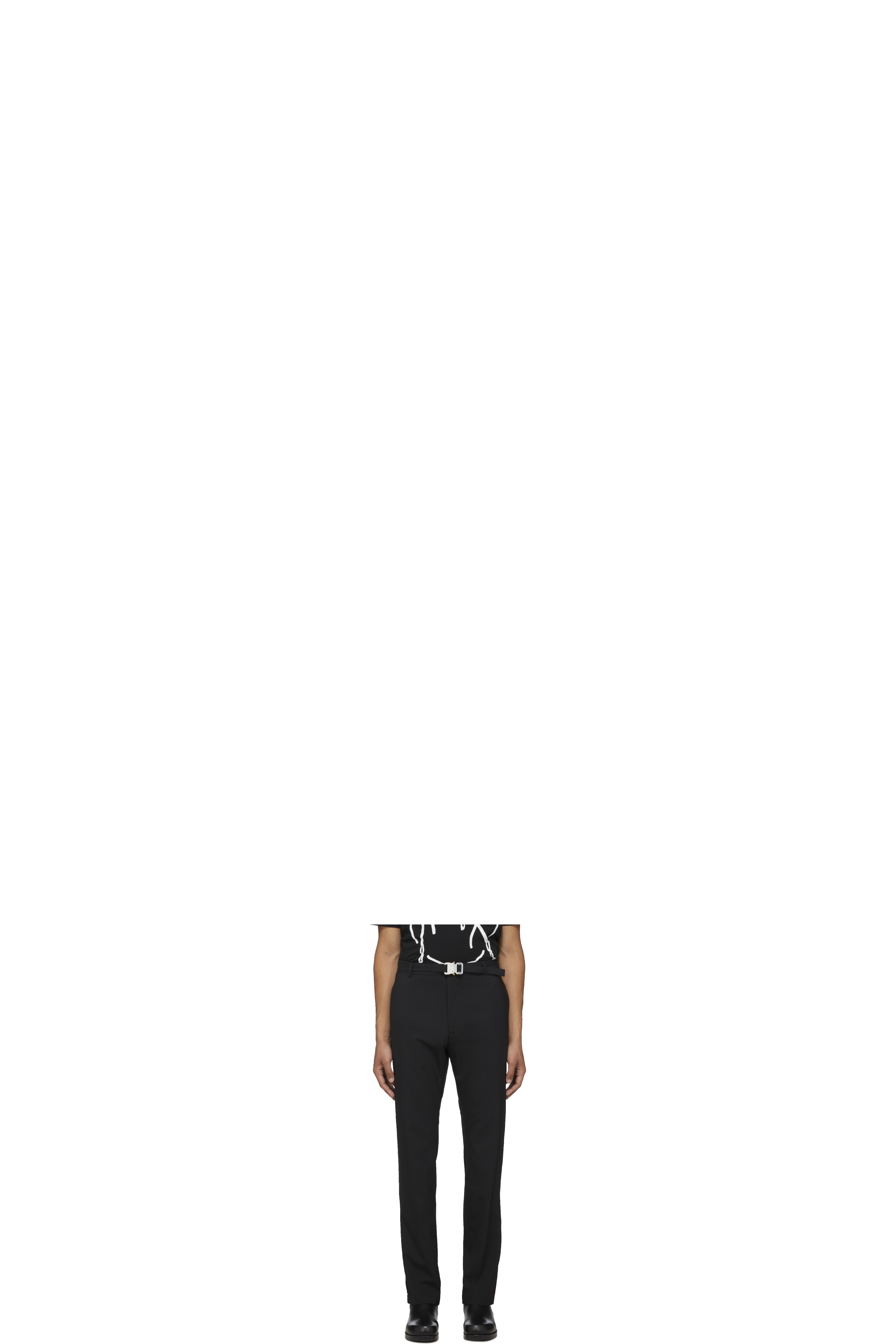 Black Metal Buckle Suit Pants