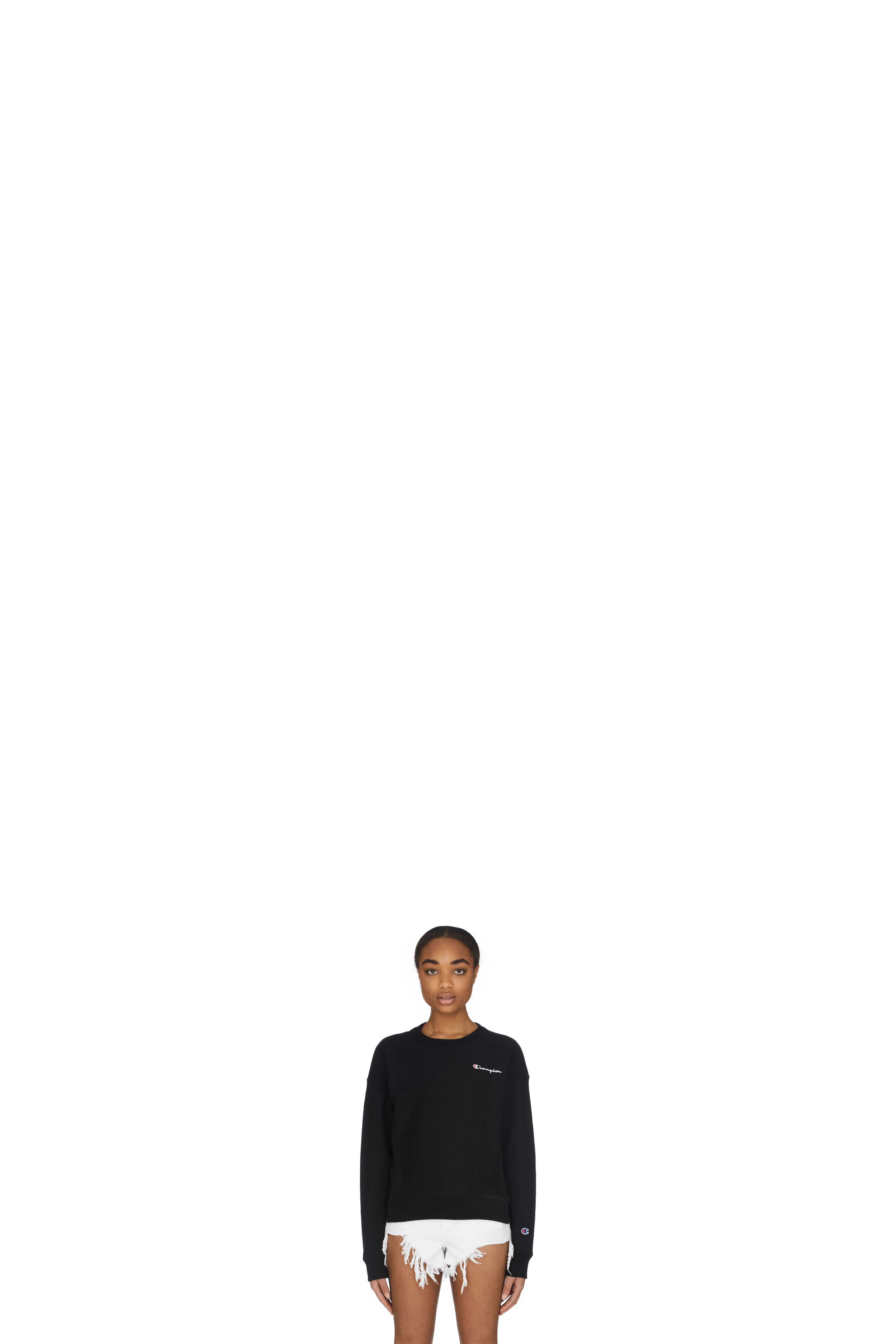 Black Reverse Weave Crewneck Sweater