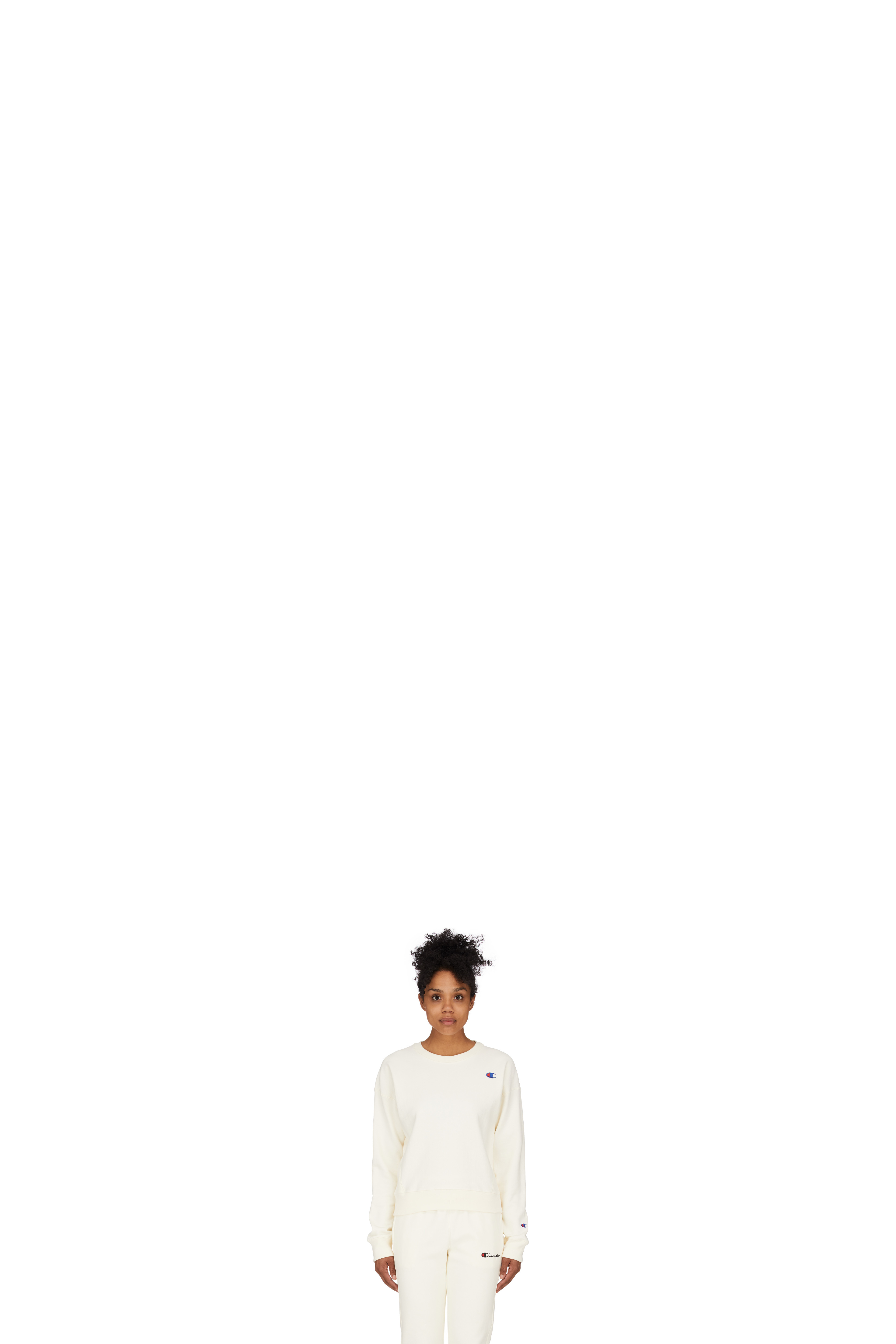 White Reverse Weave Crewneck Sweater