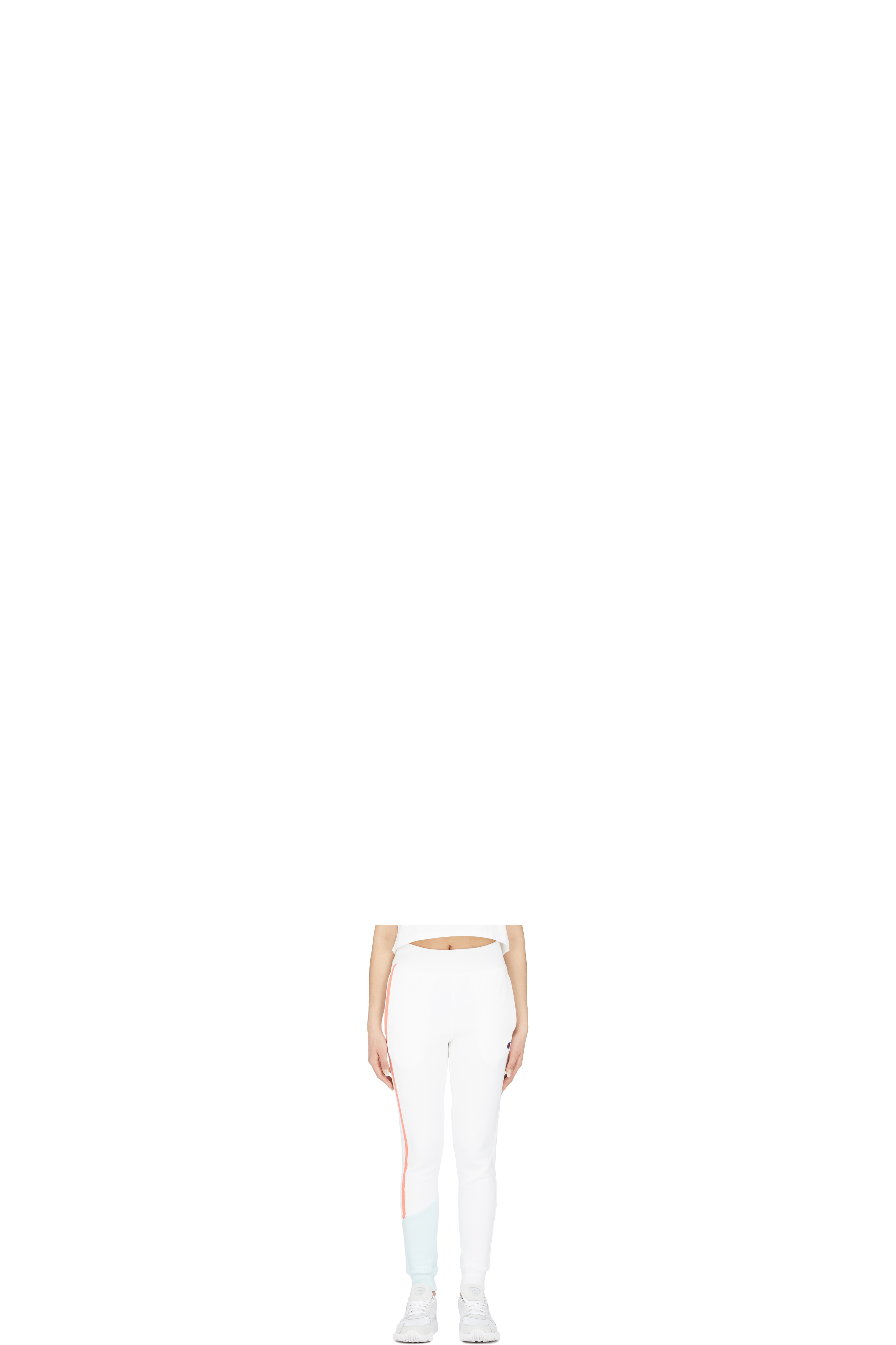 White Reverse Weave Colorblock Jogger Pants
