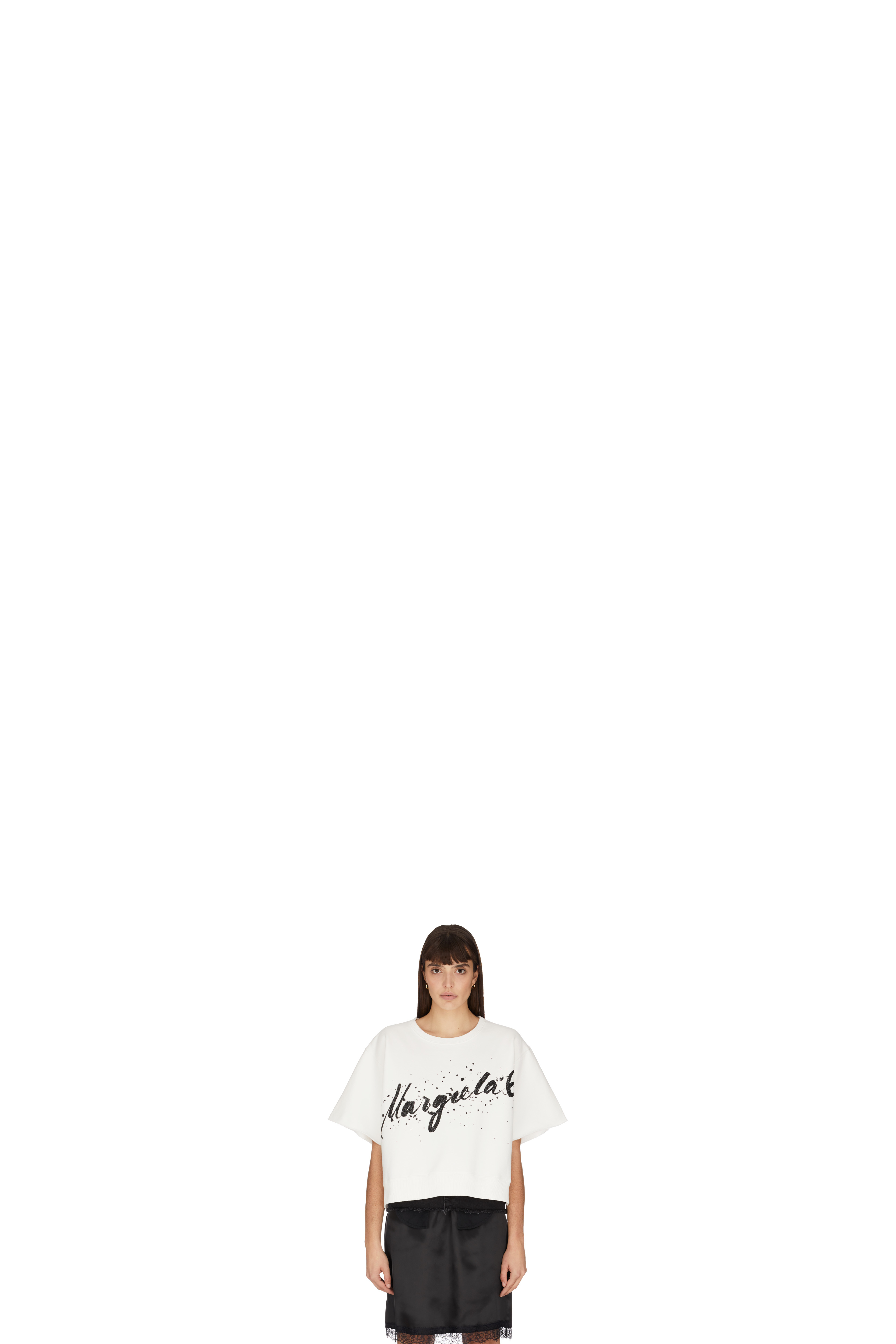White Glitter Logo Short Sleeve Sweater