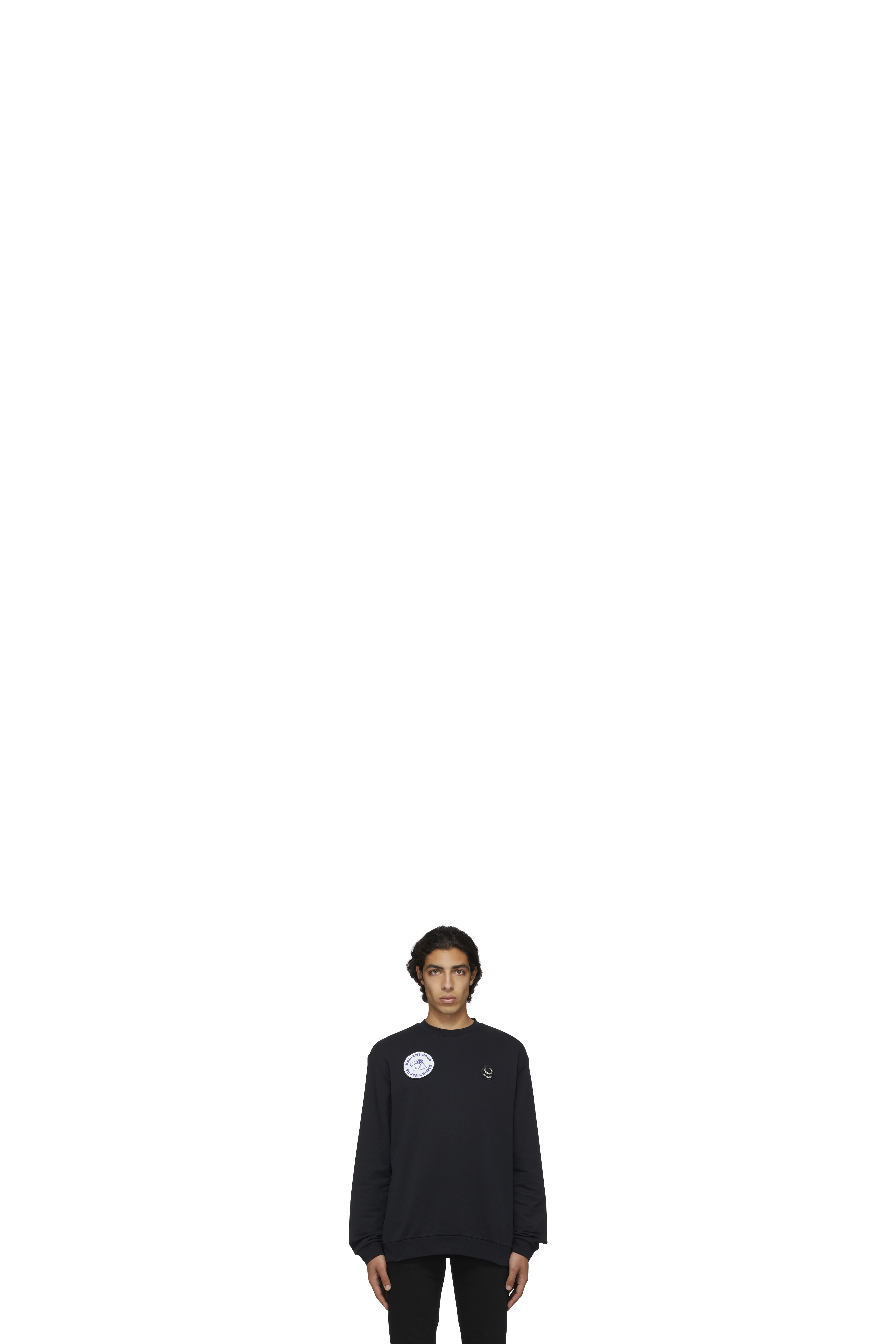 Black Raf Simons Patch Detail Crew Sweater