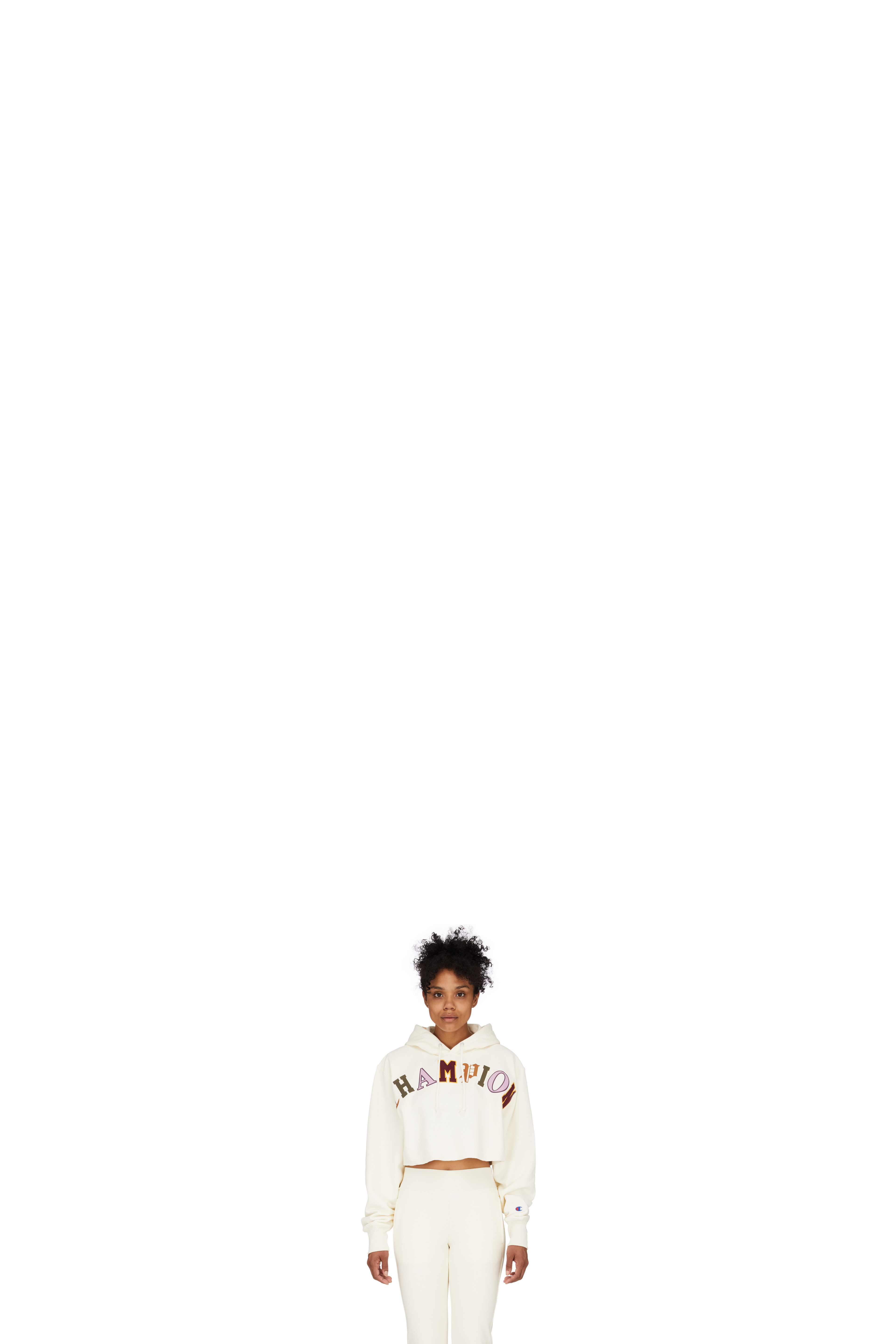 White Reverse Weave Old English Crop Cut Off Hoodie
