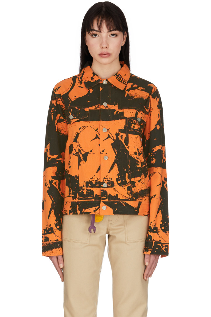 orange camo denim jacket