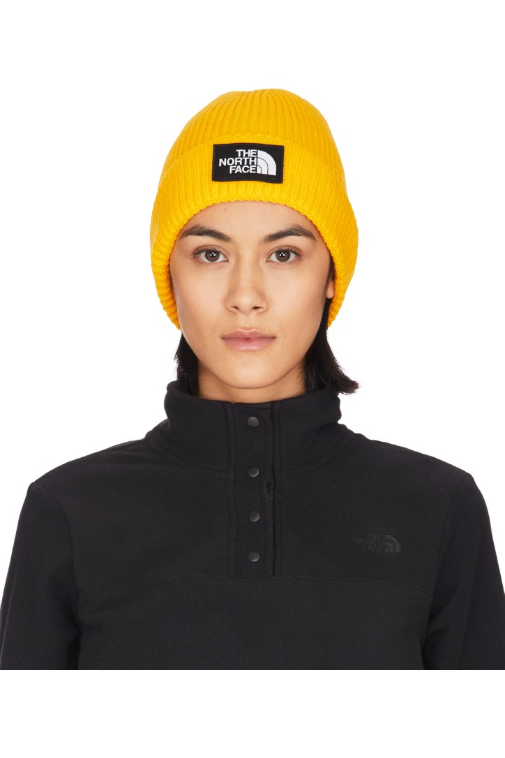 yellow north face beanie