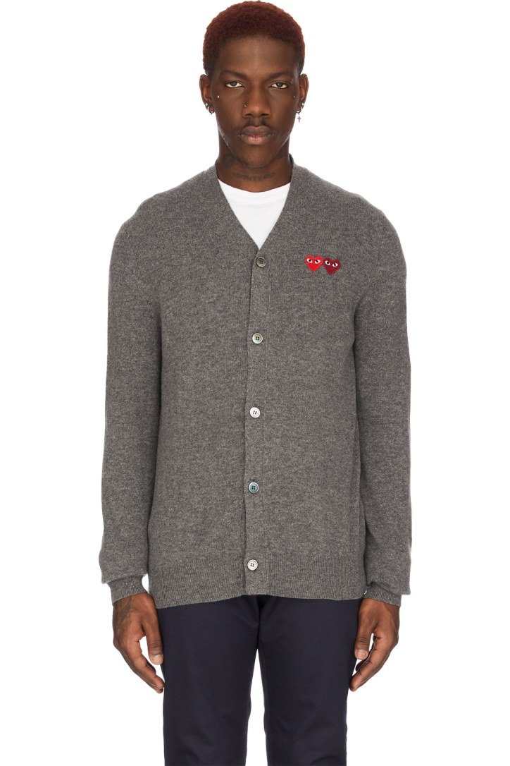 comme des garcons double heart cardigan