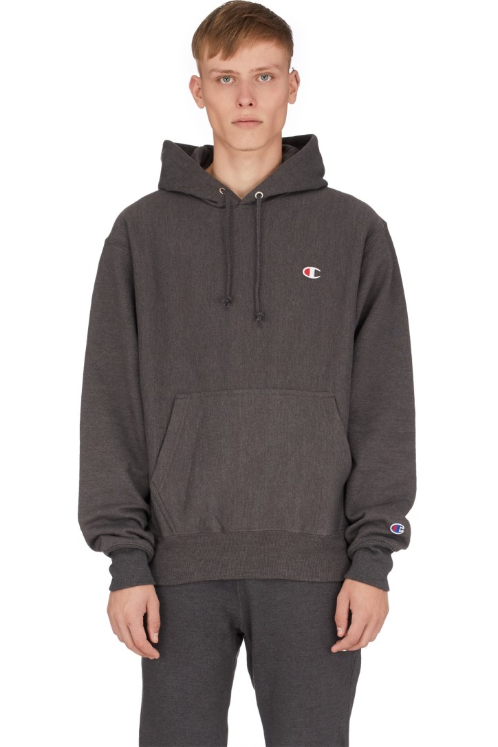 champion reverse weave hoodie granite heather