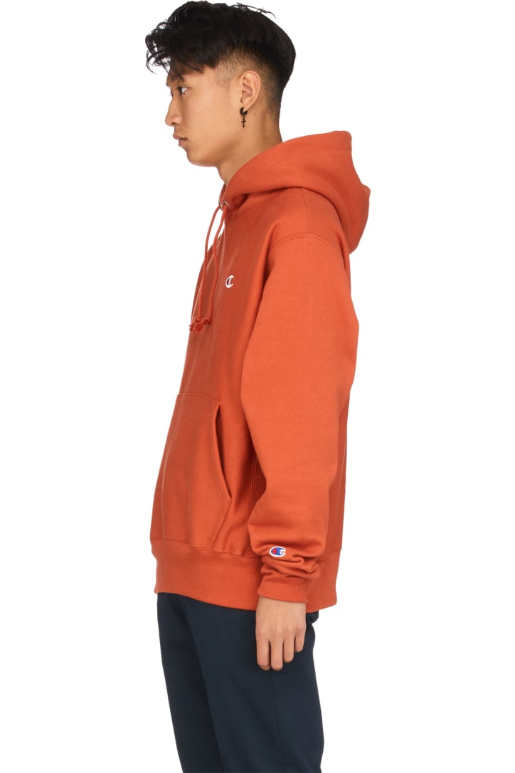 champion reverse weave hoodie orange