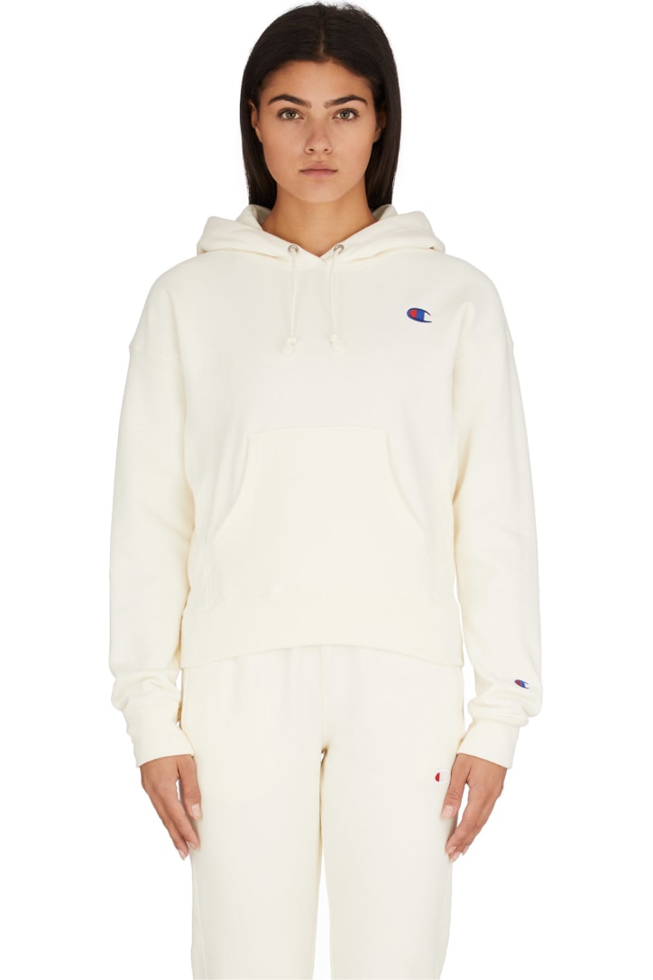 champion reverse weave pullover hoodie white