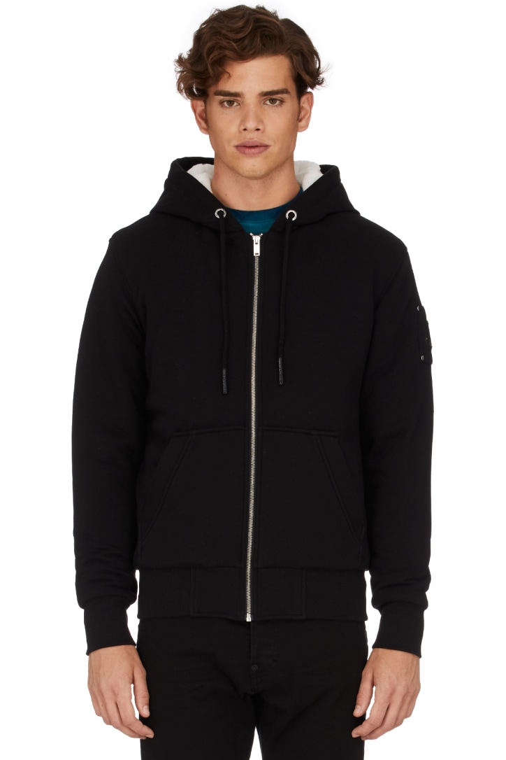 Moose Knuckles: His-Bunny Hoodie - Black/White | influenceu