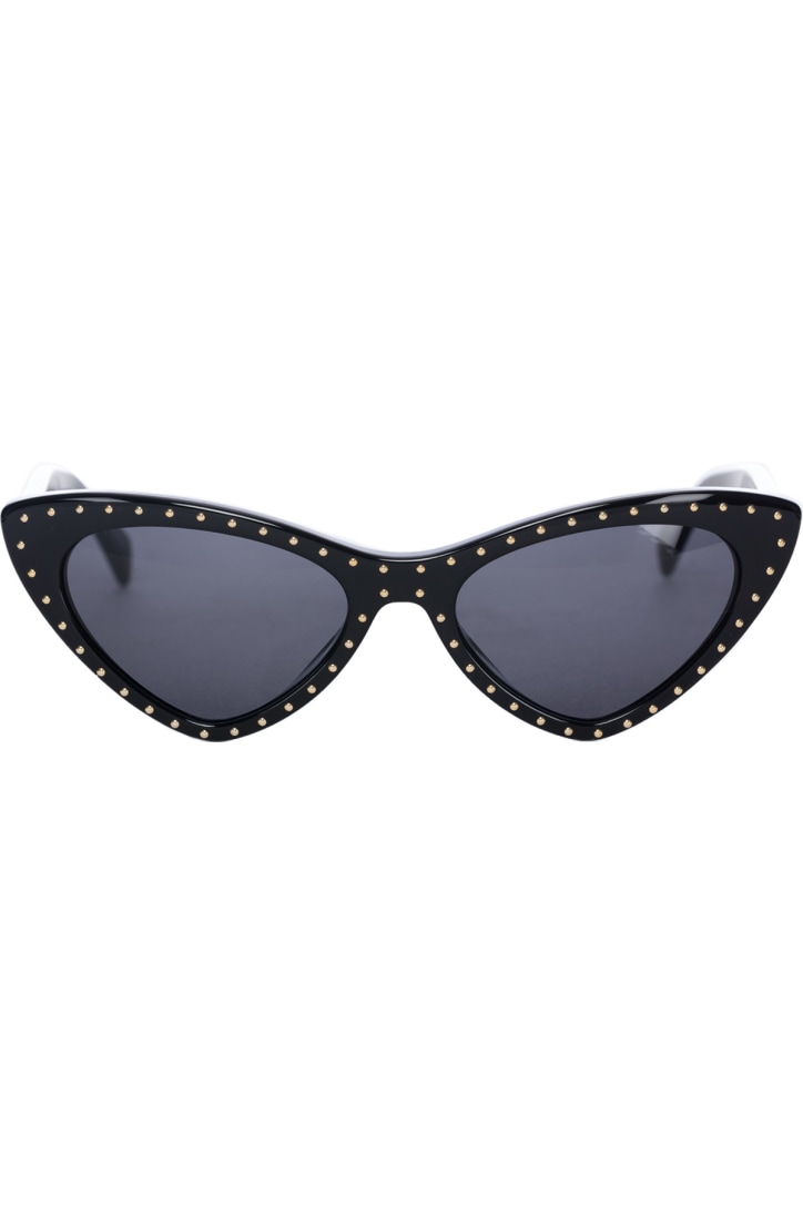 Moschino Lunettes De Soleil Cloutees Yeux De Chat Noir Gris Influenceu