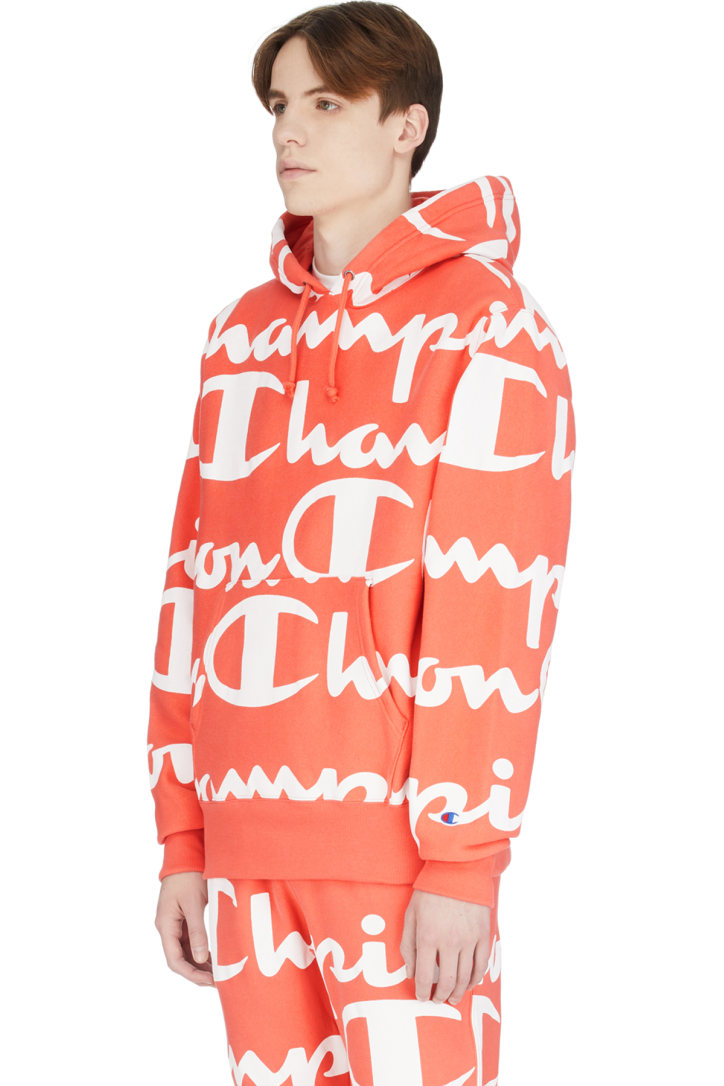 champion reverse weave repeat script logo hoodie sweatshirt