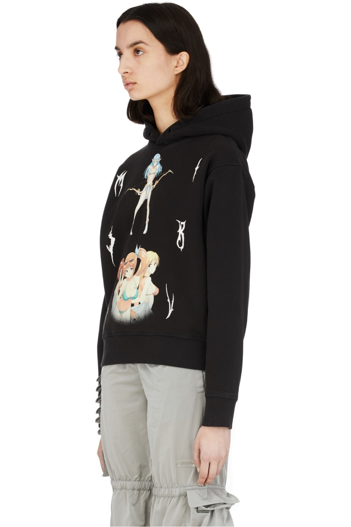 misbhv double anime hoodie  washed black  influenceu