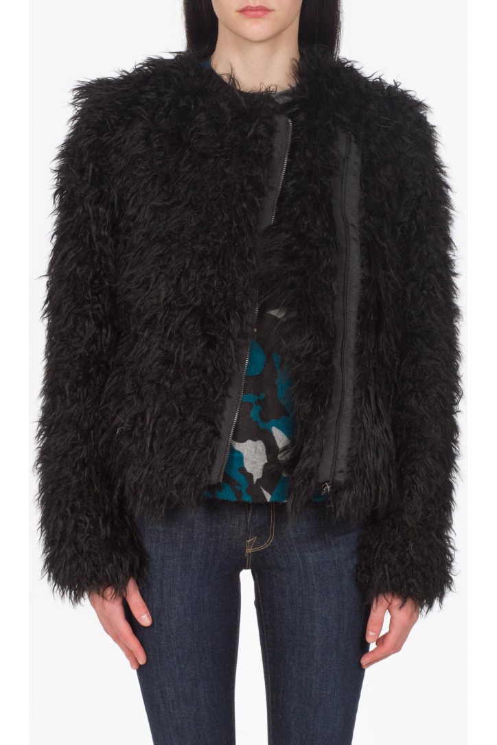 Zadig & Voltaire: Vianna Faux Fur Jacket - Black | influenceu