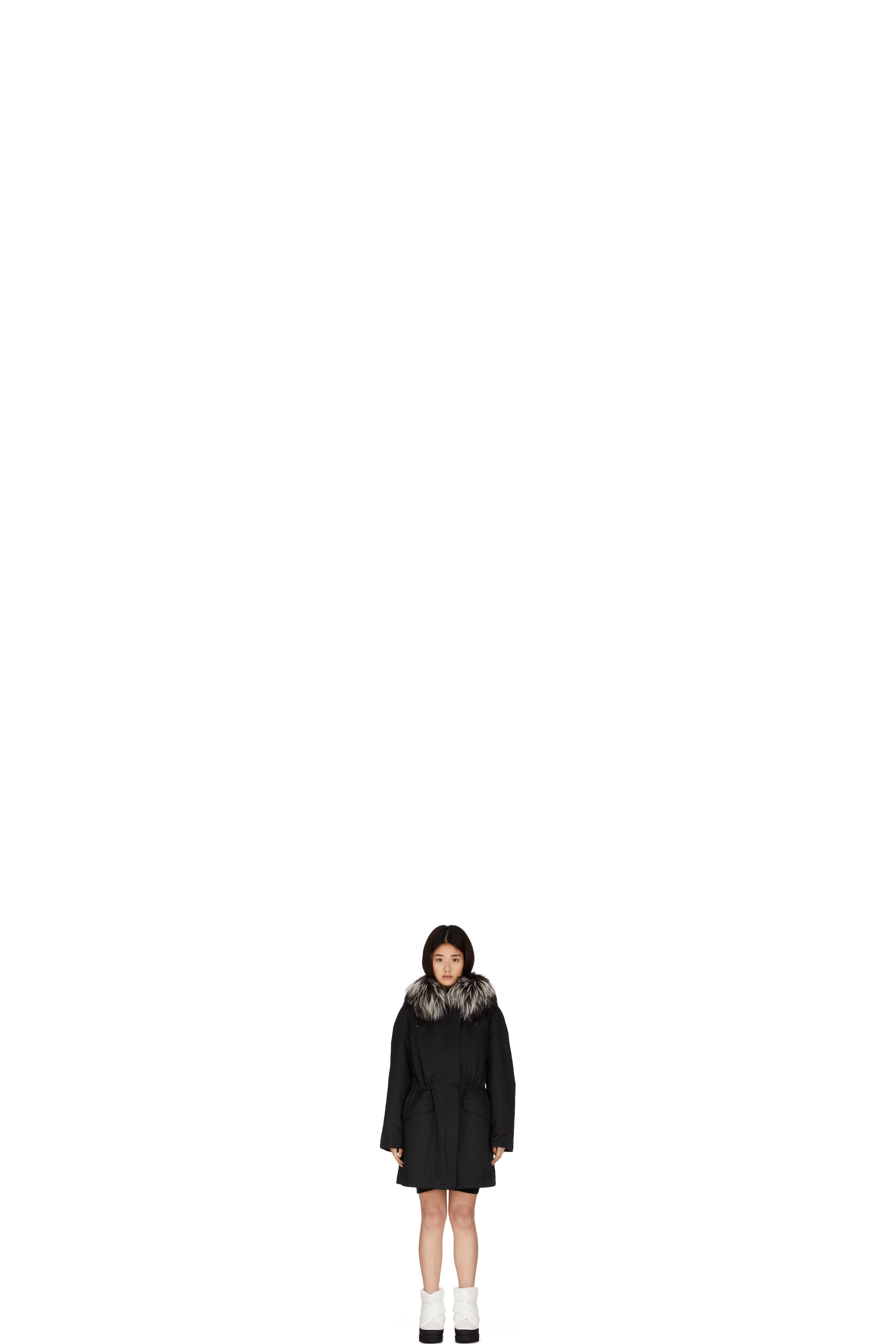 Black Double Garment Long Parka
