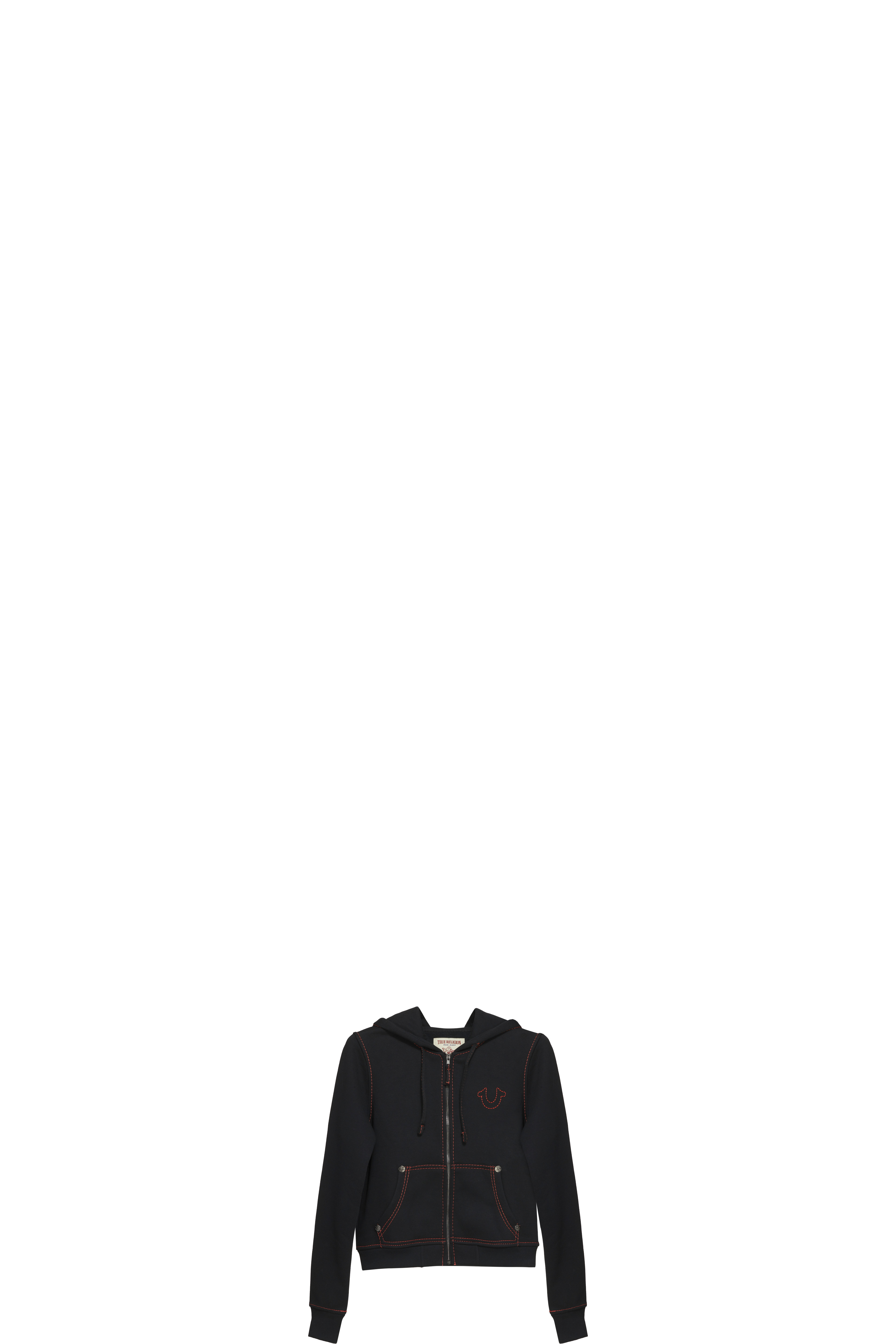Sweat à capuche zippé Big T Stitch Logo Noir