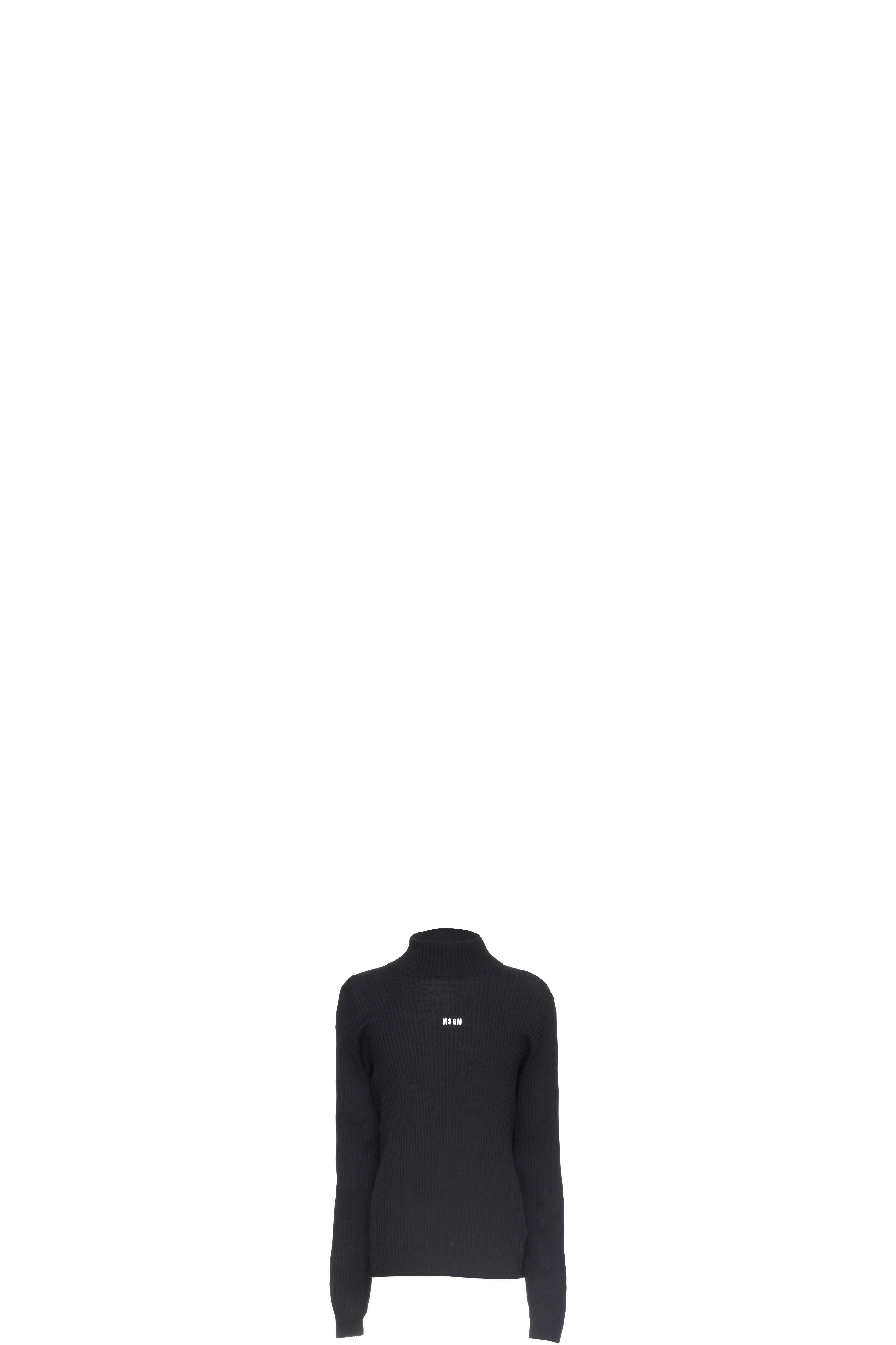 Black Micro Logo High Neck Knit Sweater