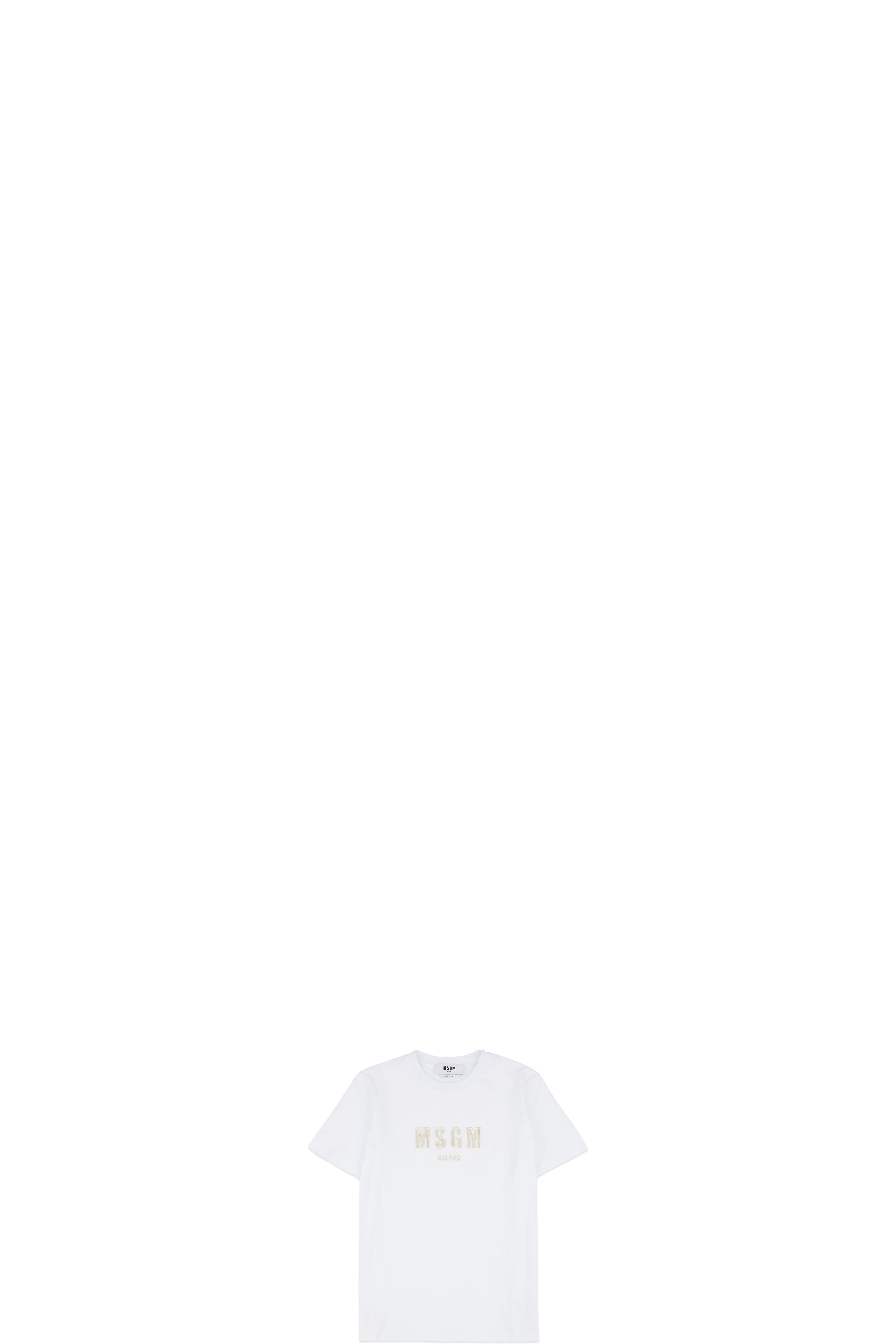 T-shirt à logo argenté Blanc