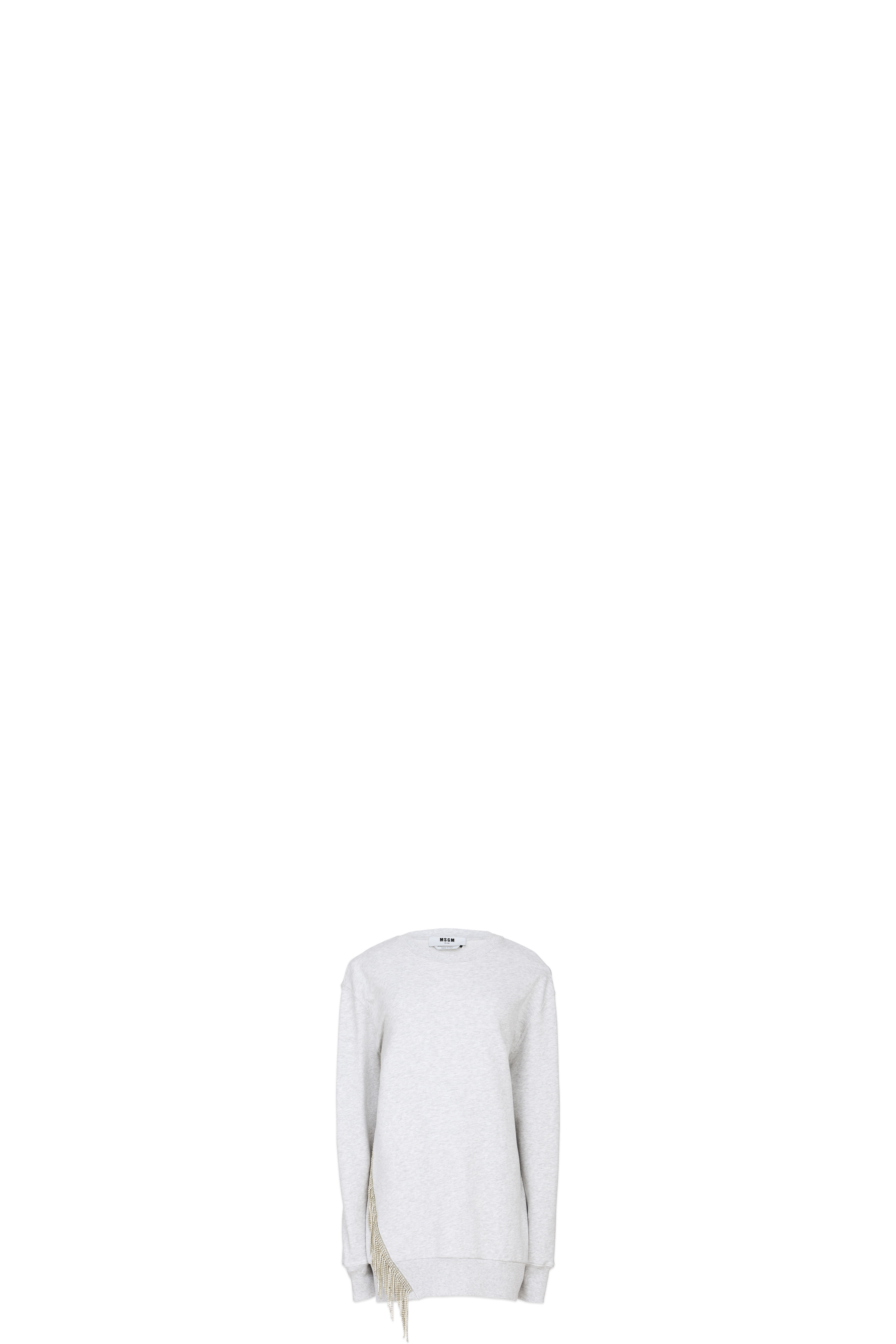 Grey Swarovski Crystal Fringe Crew Sweater