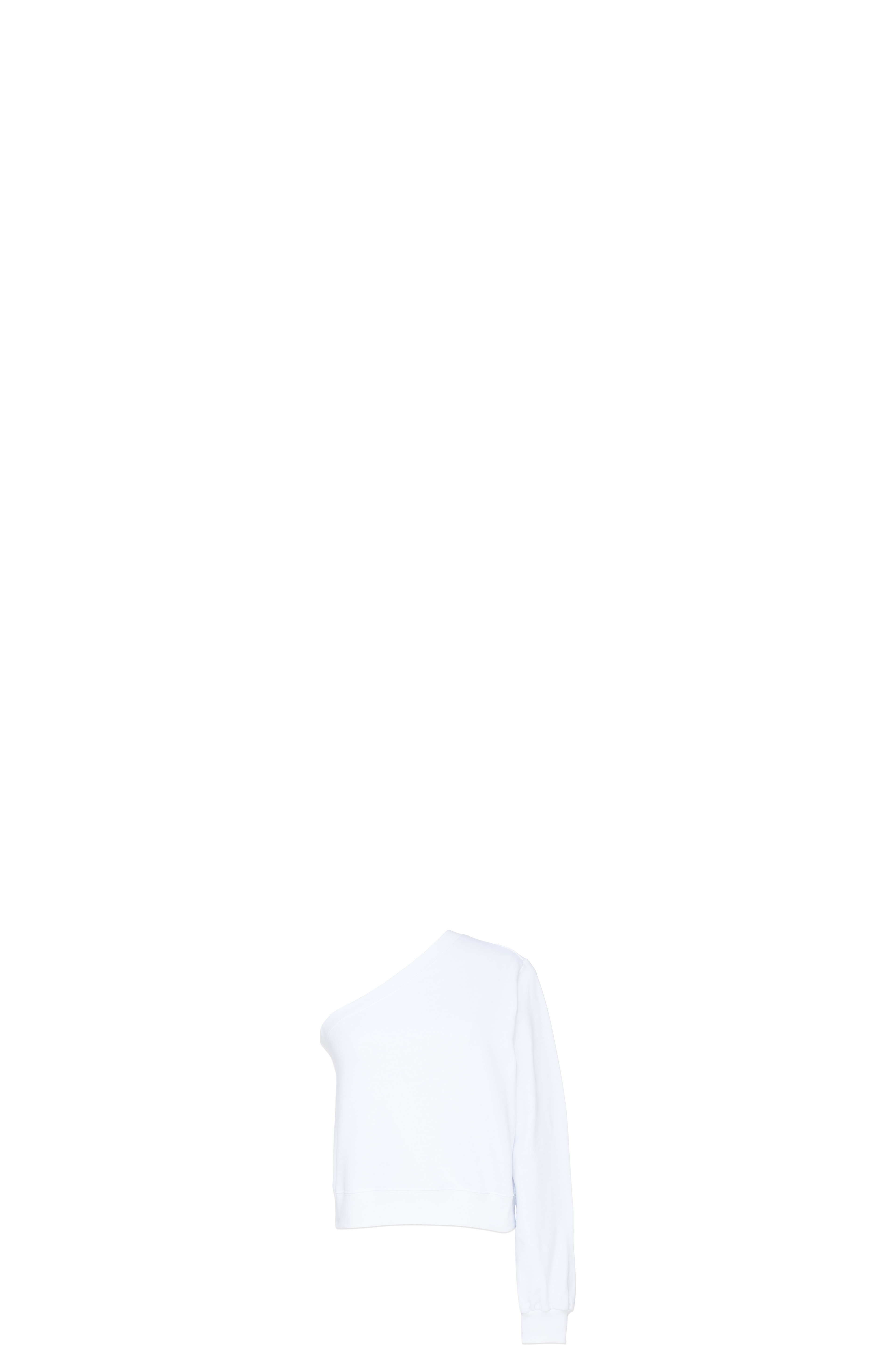 White One Shoulder Micro Logo Crew Sweater