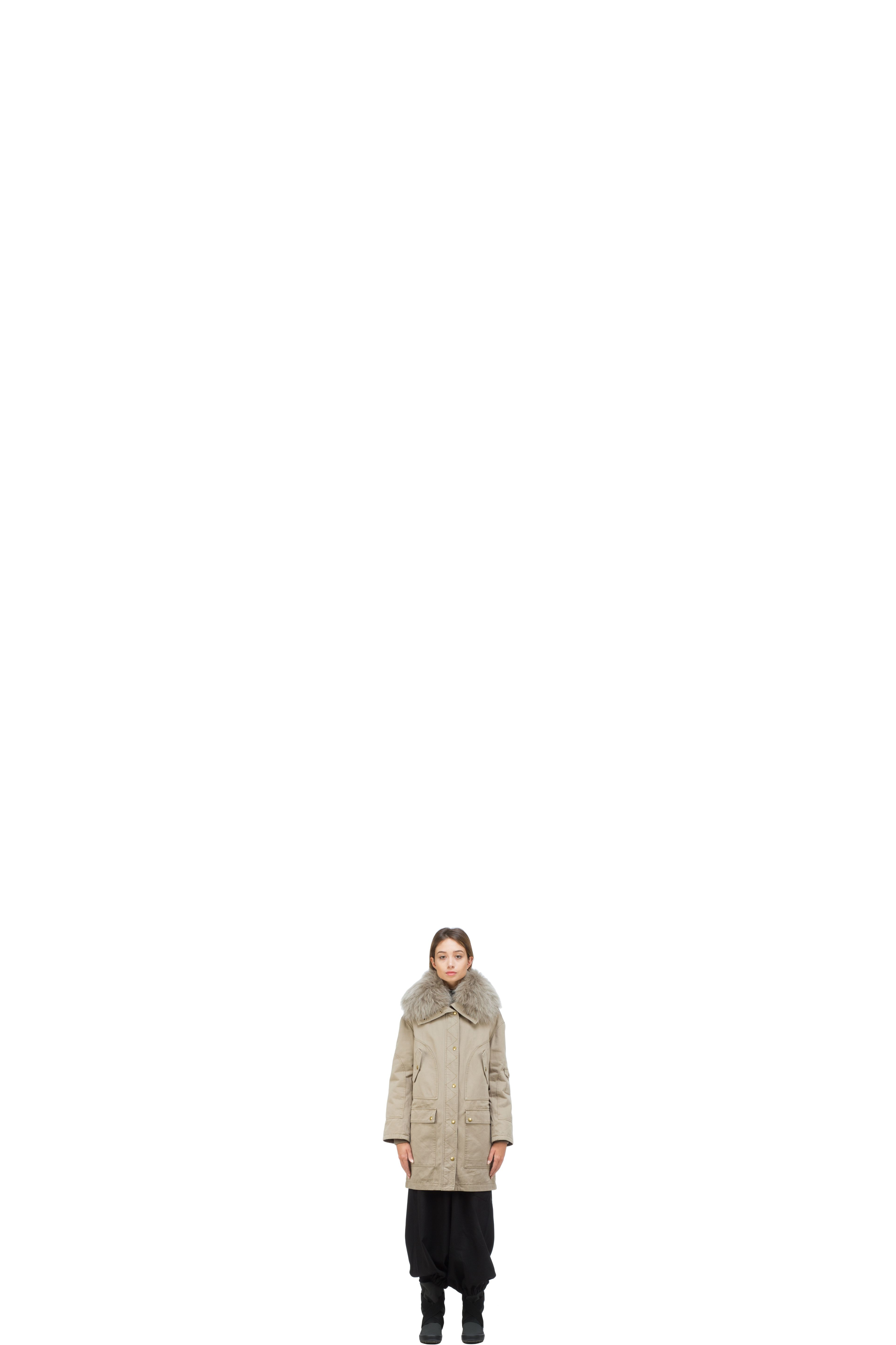 Neutrals Cotton Rabbit Fur Coat