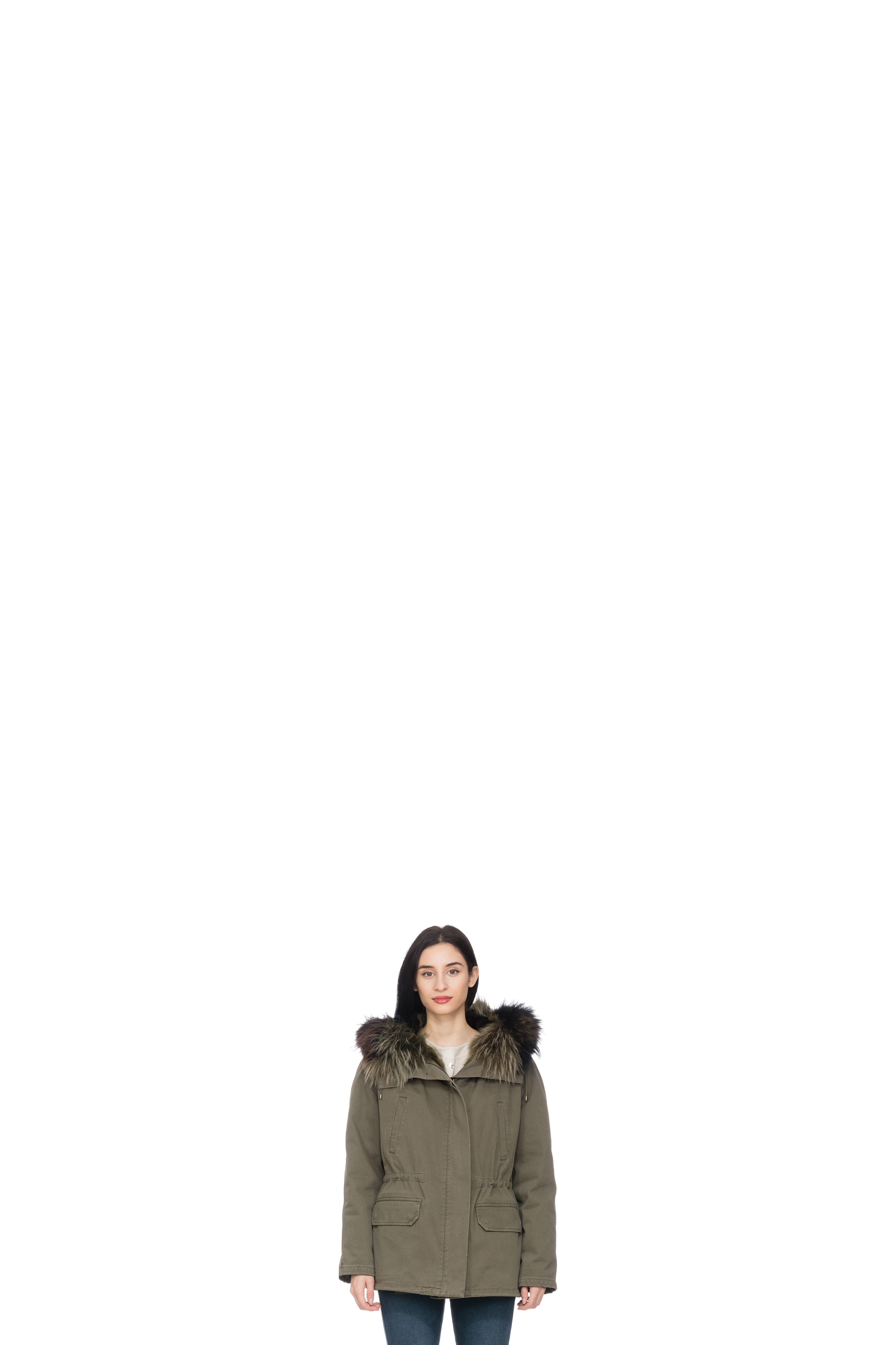 Parka avec Doublure en Vison Camo Vert