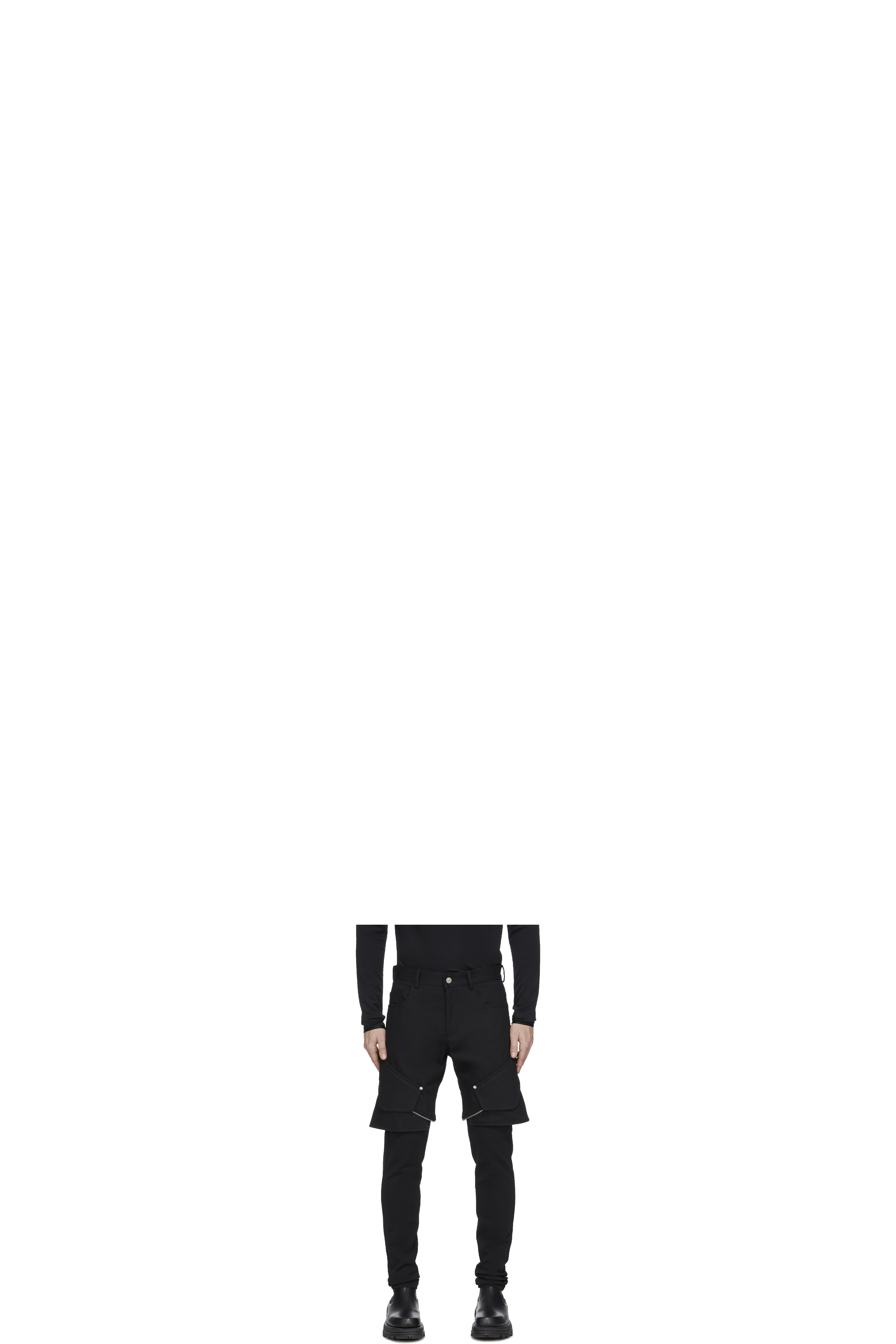 Black Denim Hybrid Track Pants