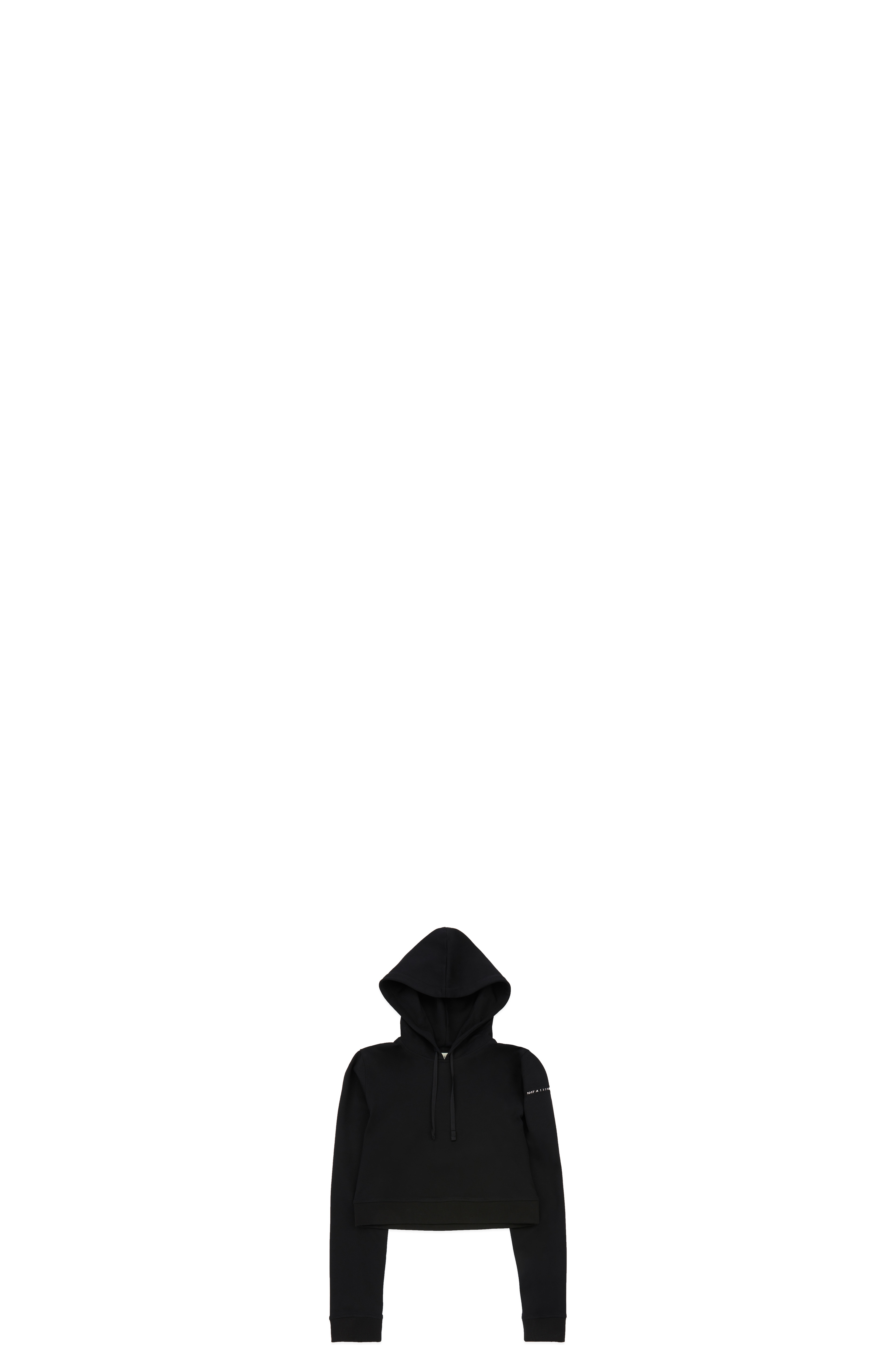 Black Sleeve Logo Cropped Hoodie