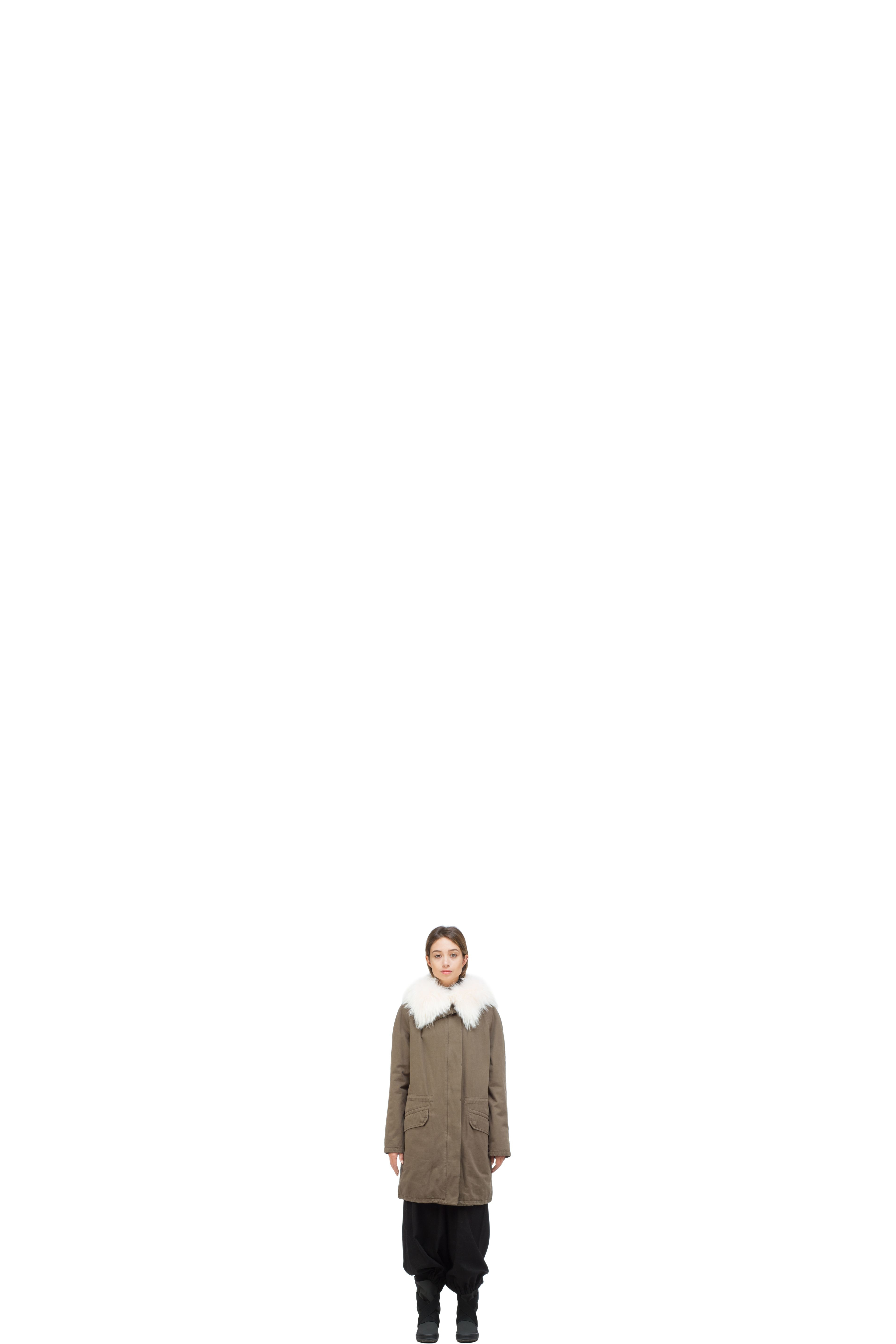 Parka Fourrure Lapin Coton Reversible Vert
