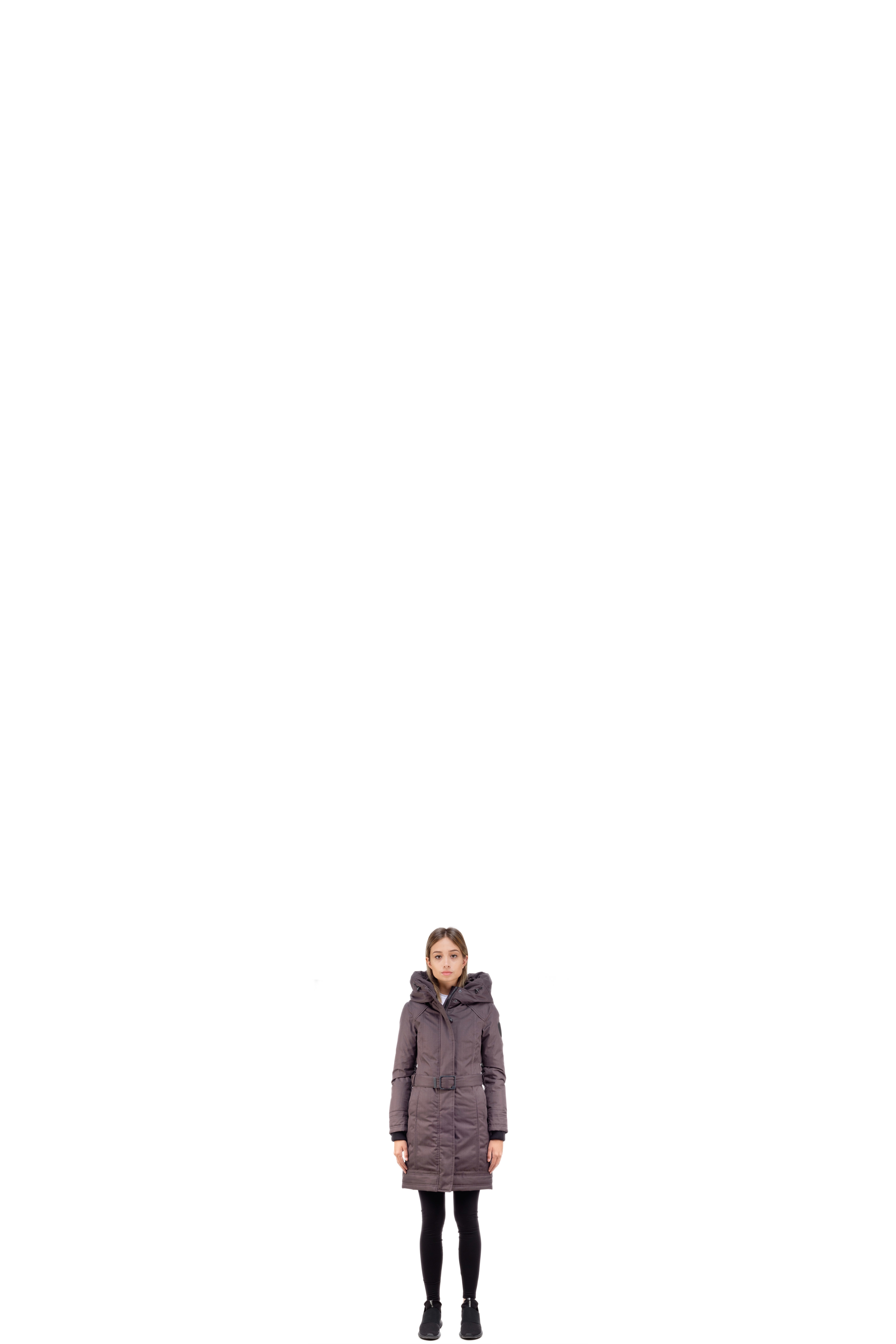 Parka Encapuchonné Longueur de Genoux Astrid Gris