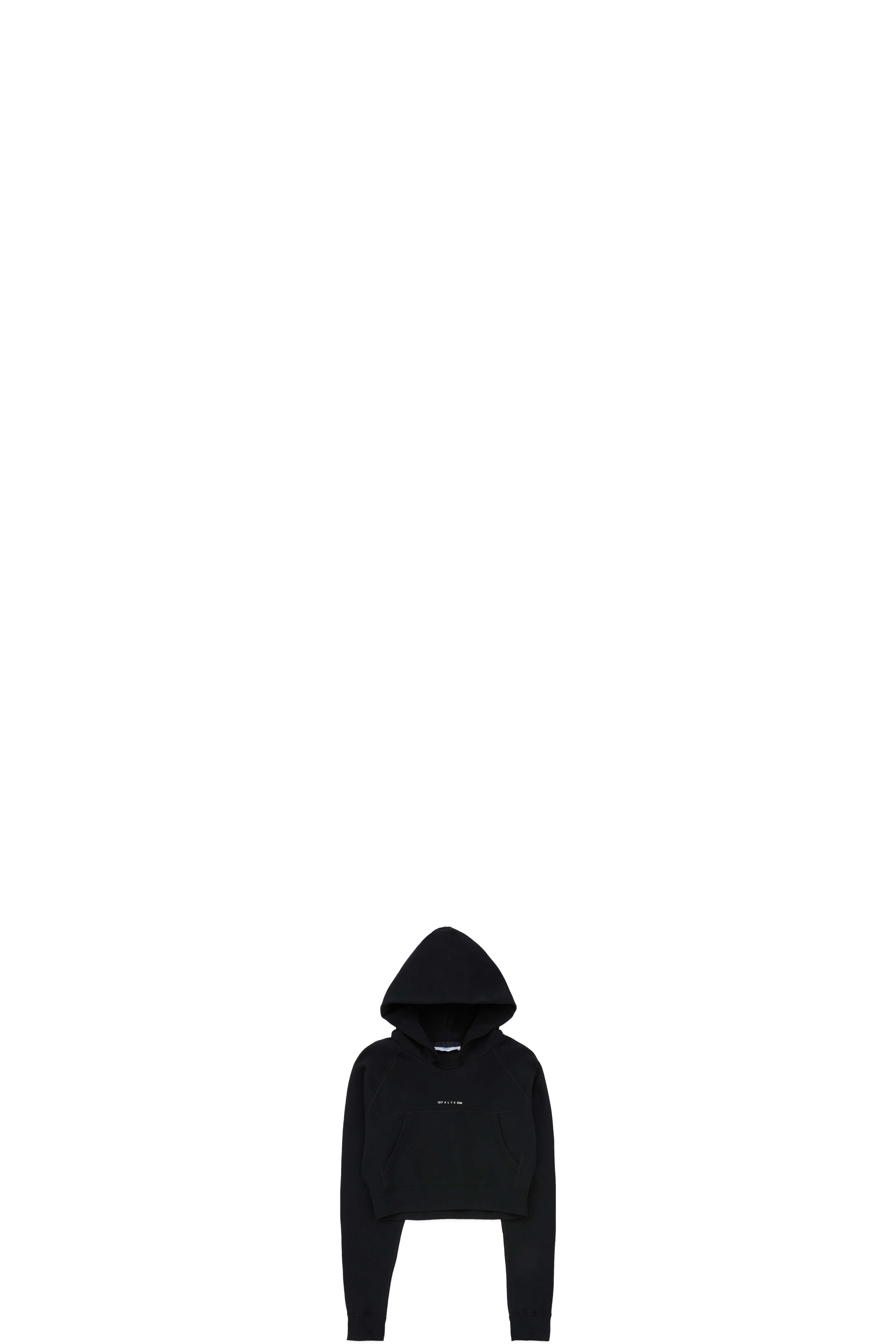 Black Visual Cropped Hoodie