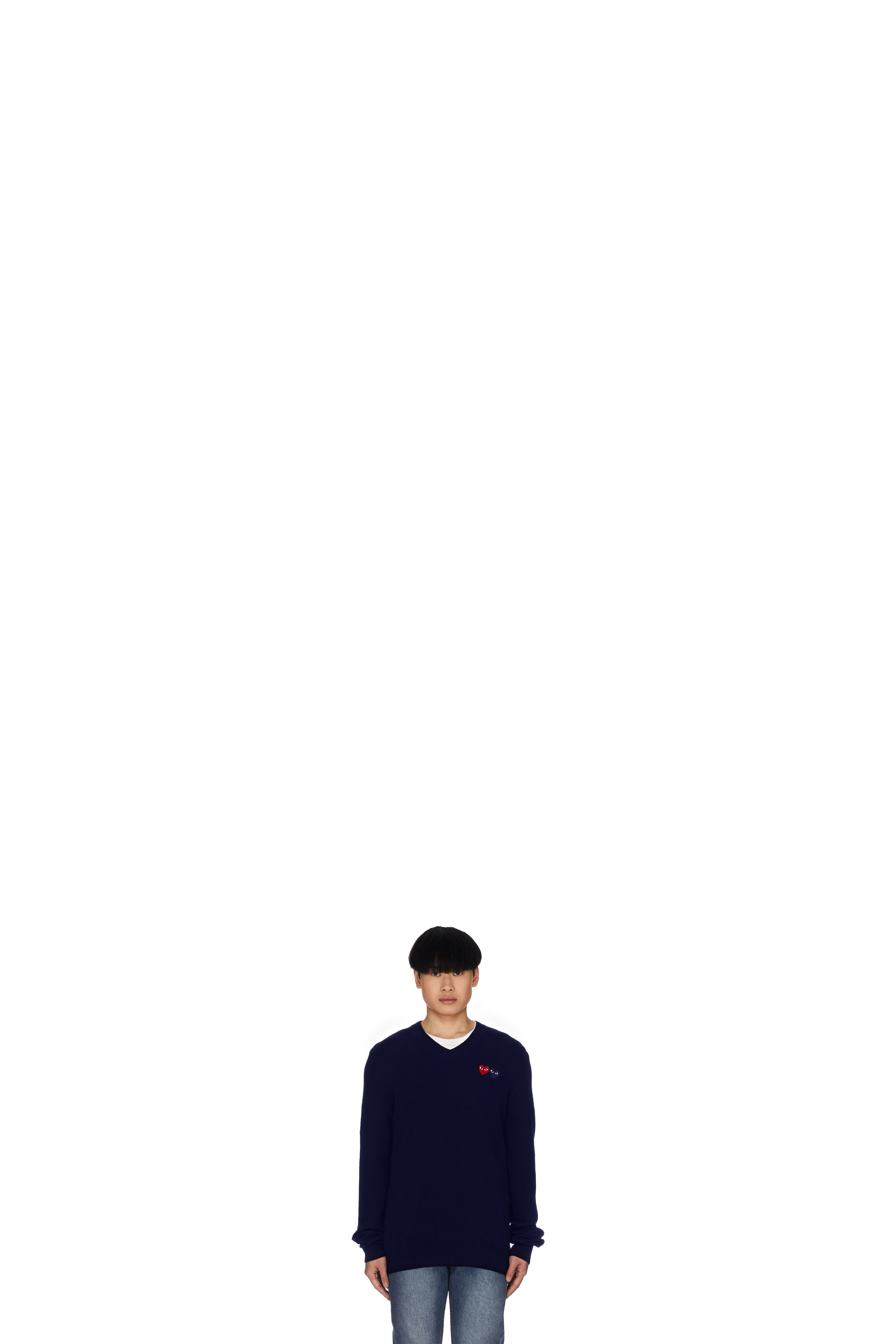 Blue Double Heart V-Neck Sweater
