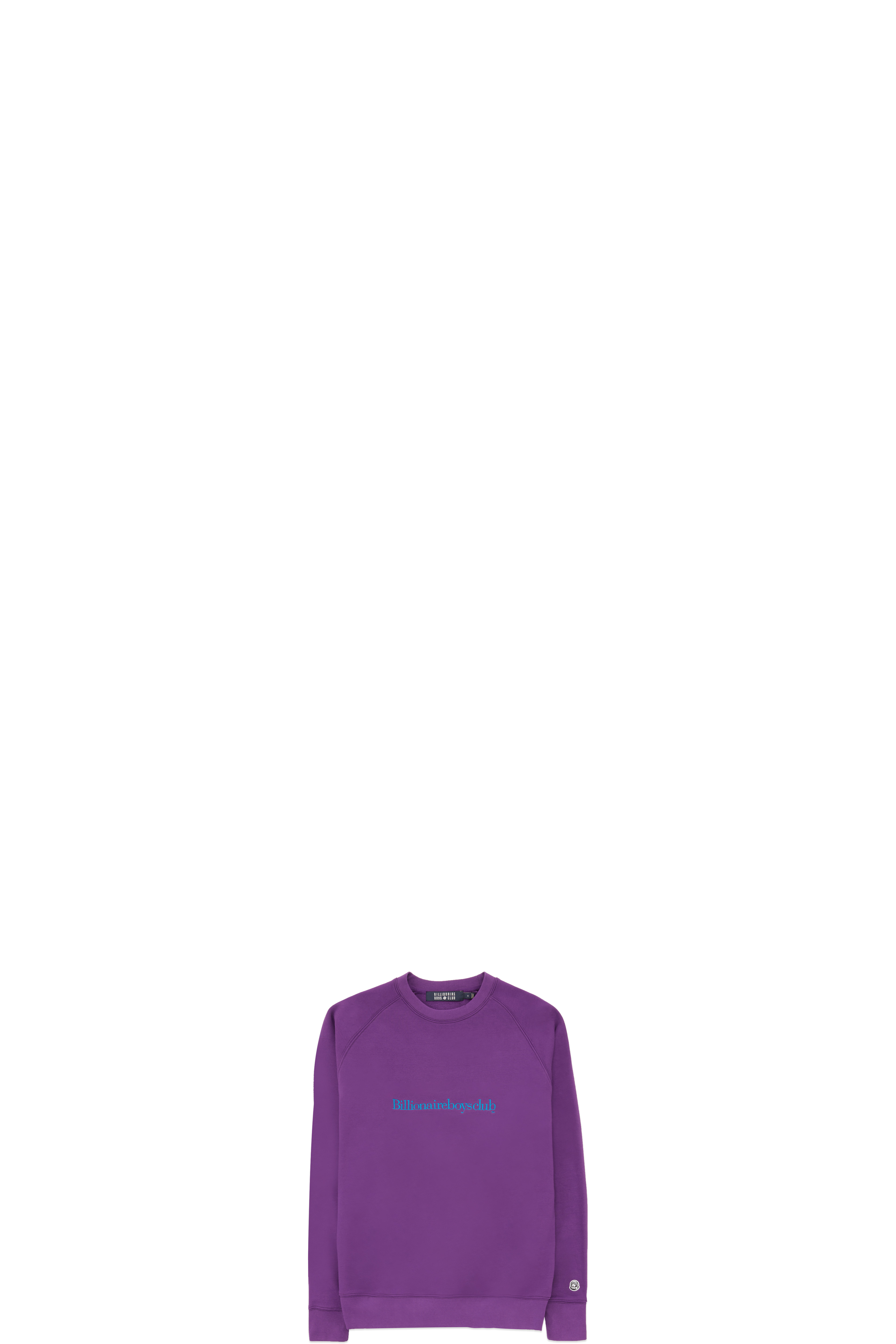 Purple Embroidered Serif Logo Crew Sweater