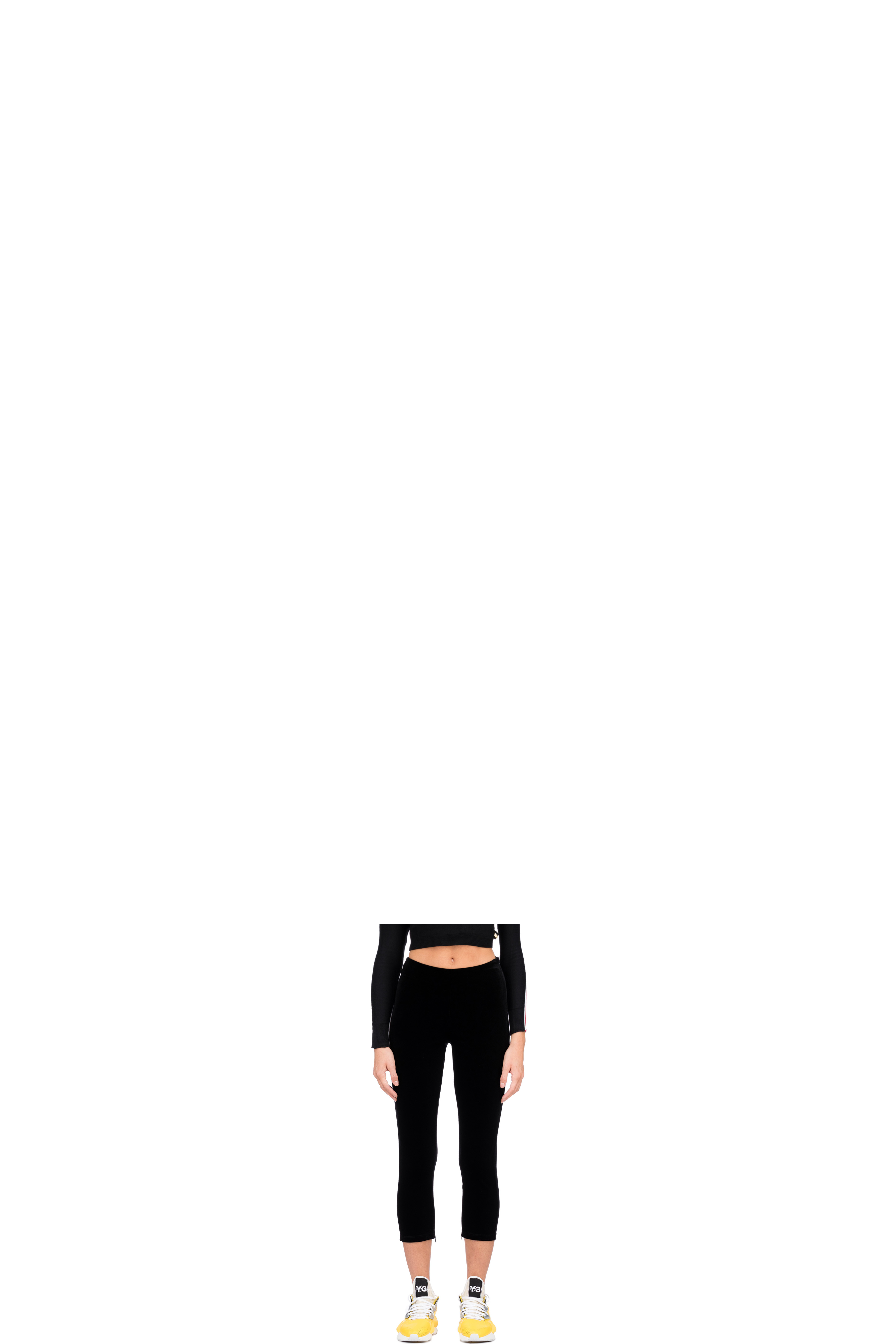 Pantalon Velours Taille Haute Glissière 3/4  Noir