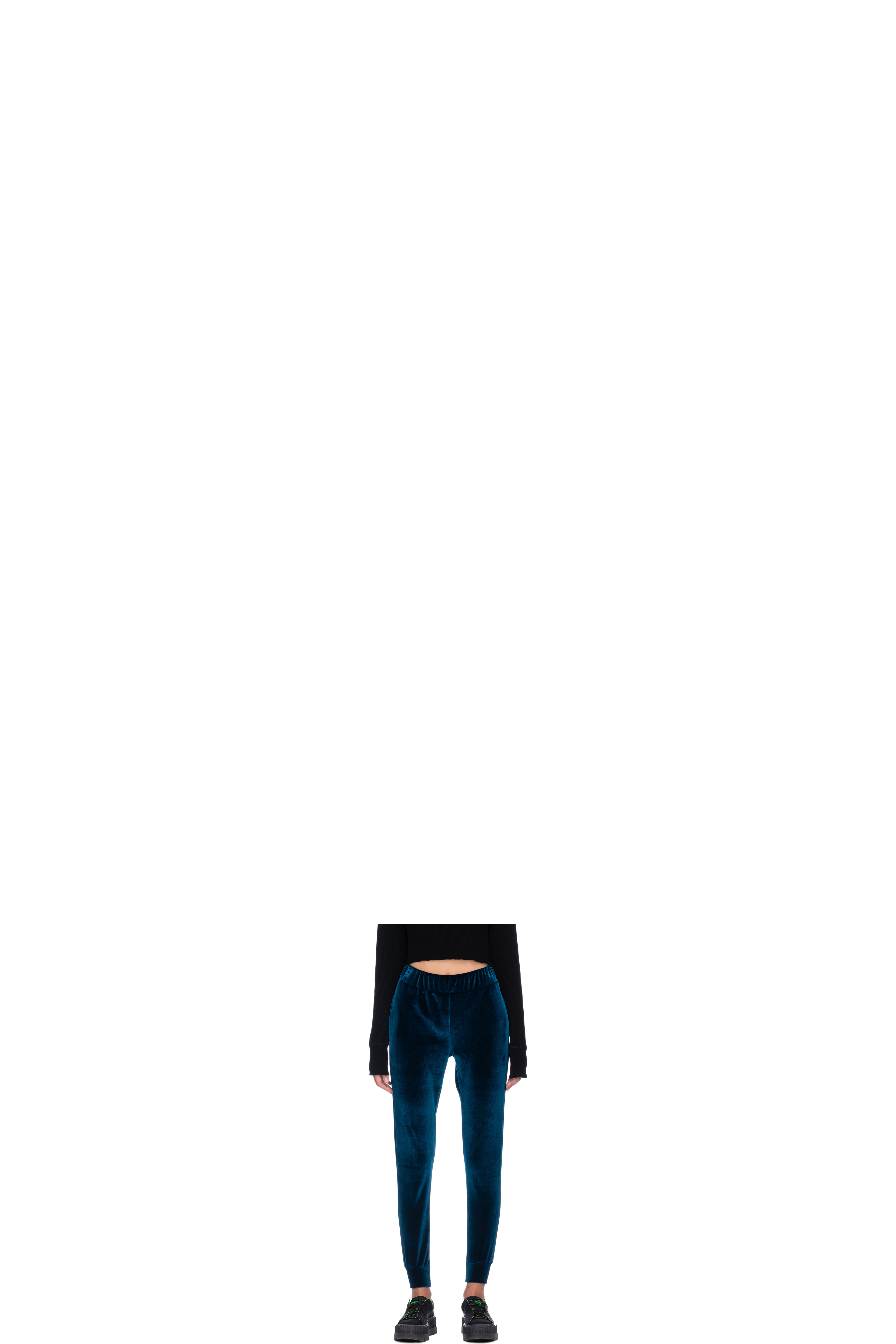 Blue High Waisted Velvet Gym Pants