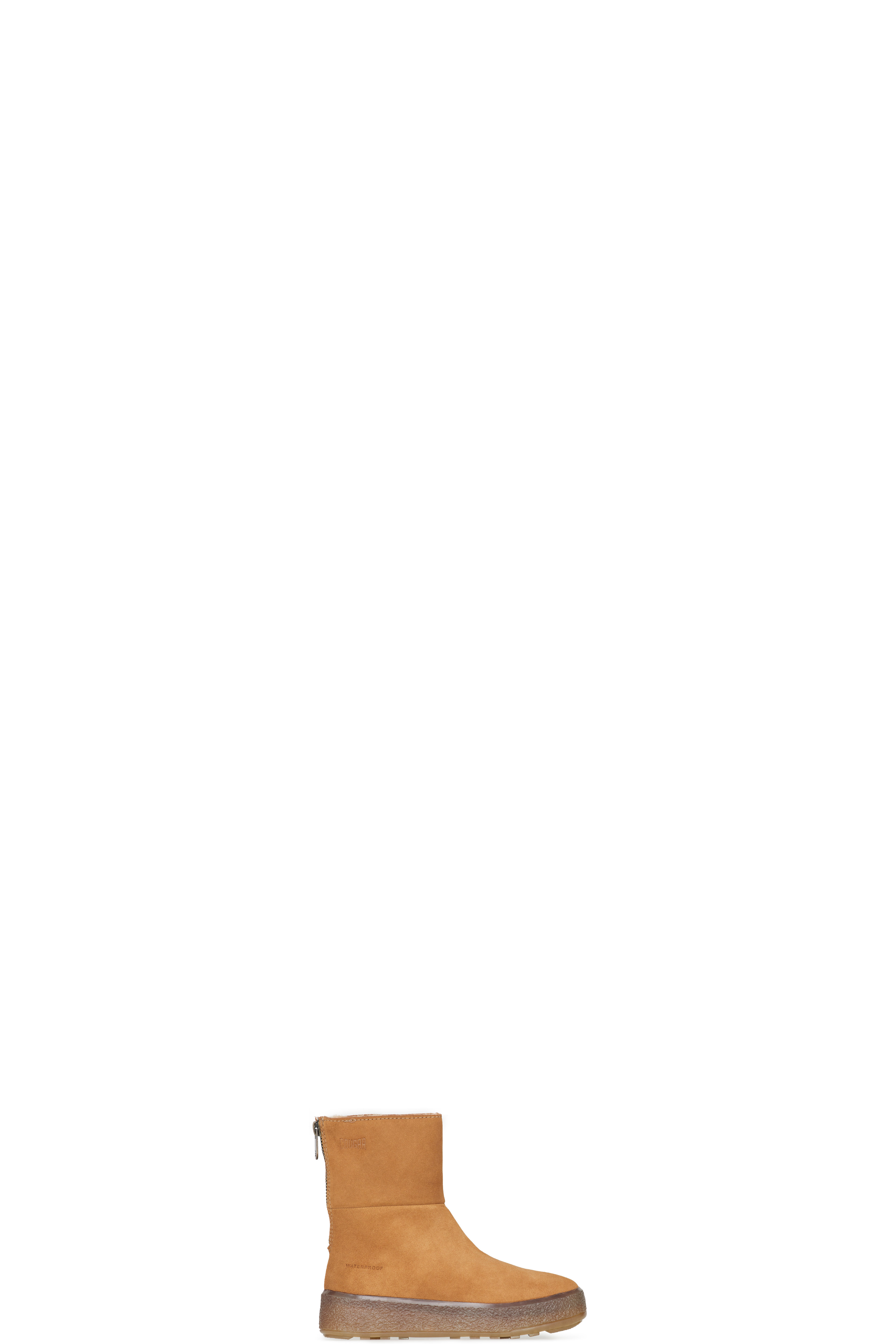 Brown Button Suede Lambswool Mid Boots