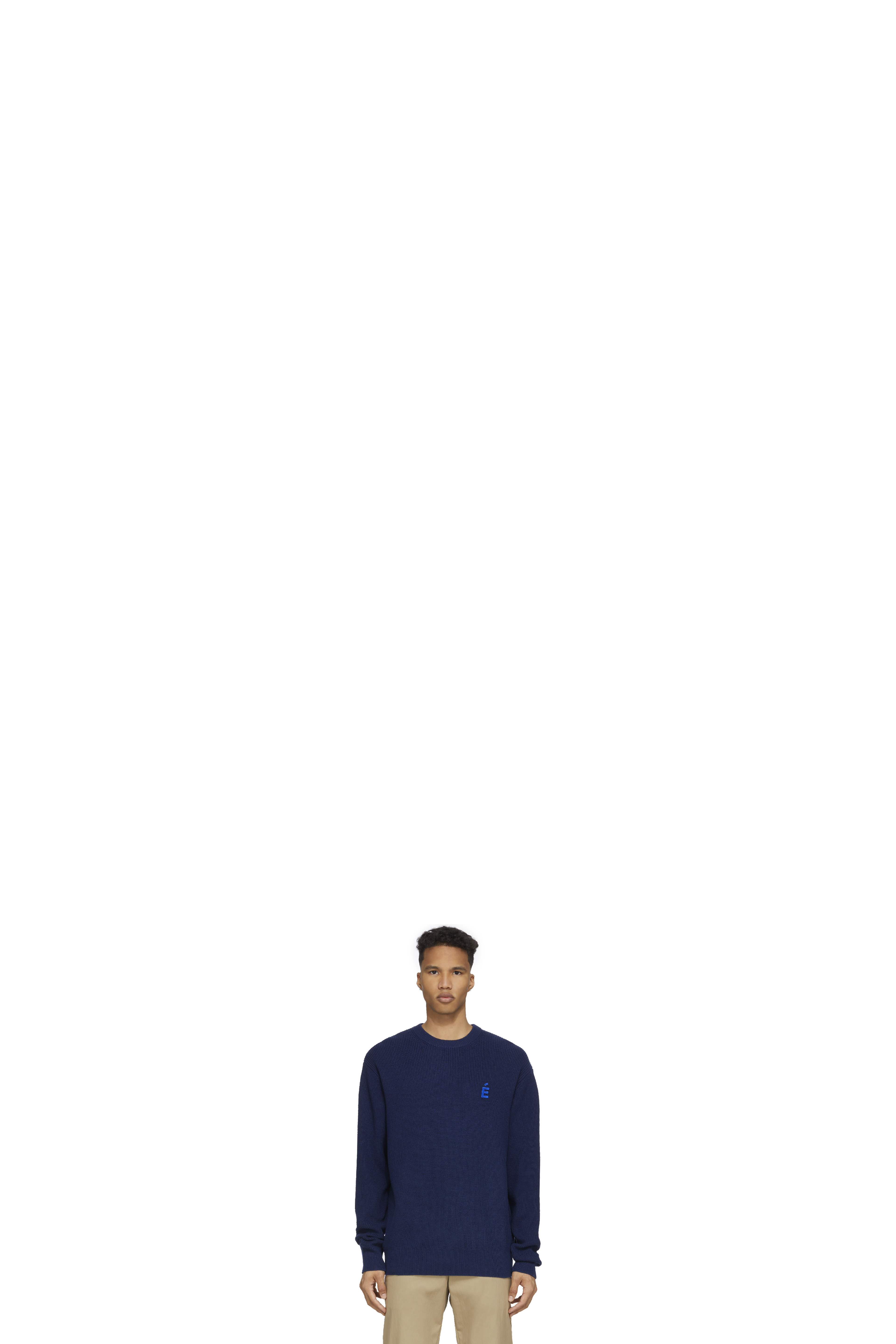 Blue Boris Patch Knit Crew Sweater