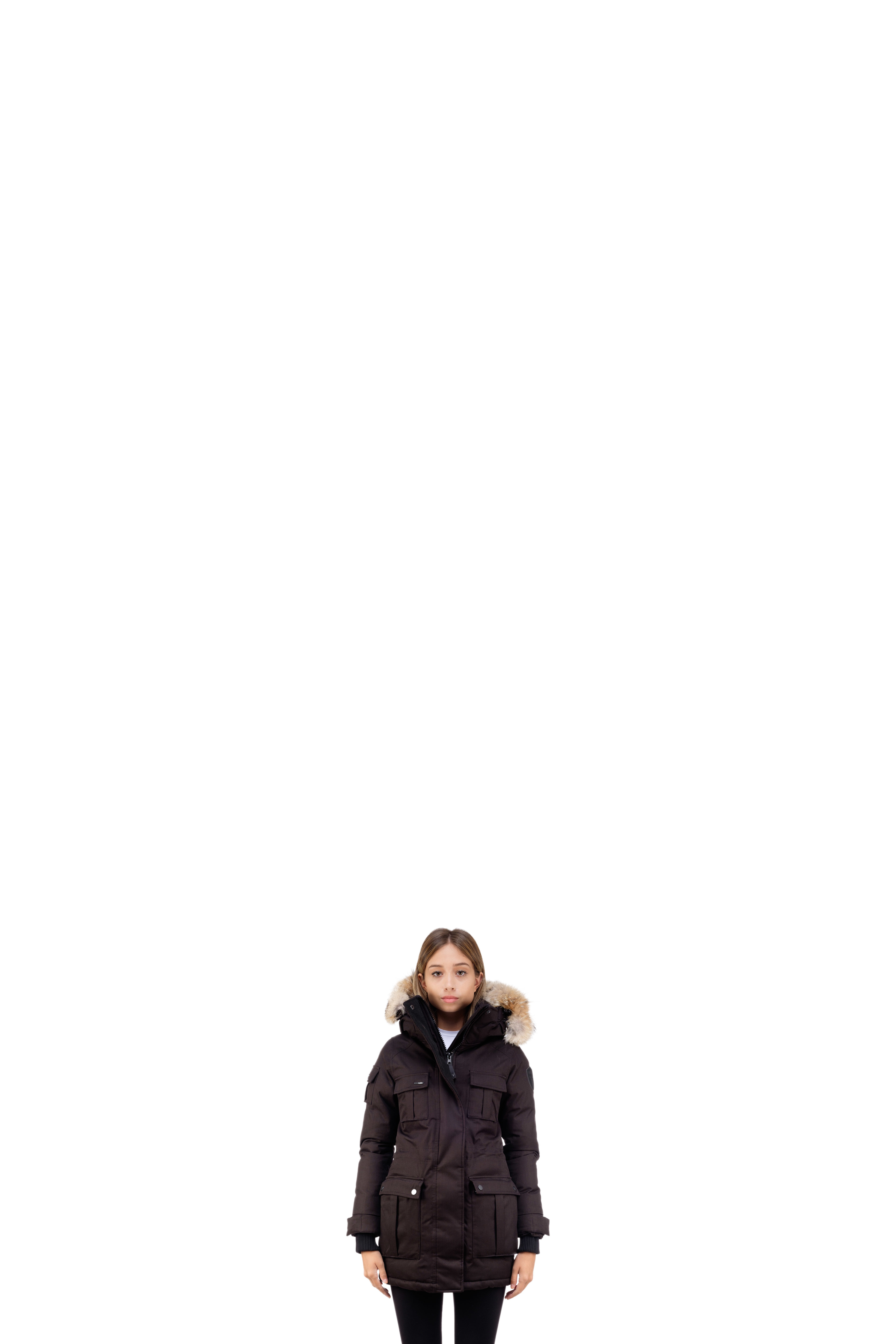 Parka Cindy Longueur Mi Encapuchonné Noir