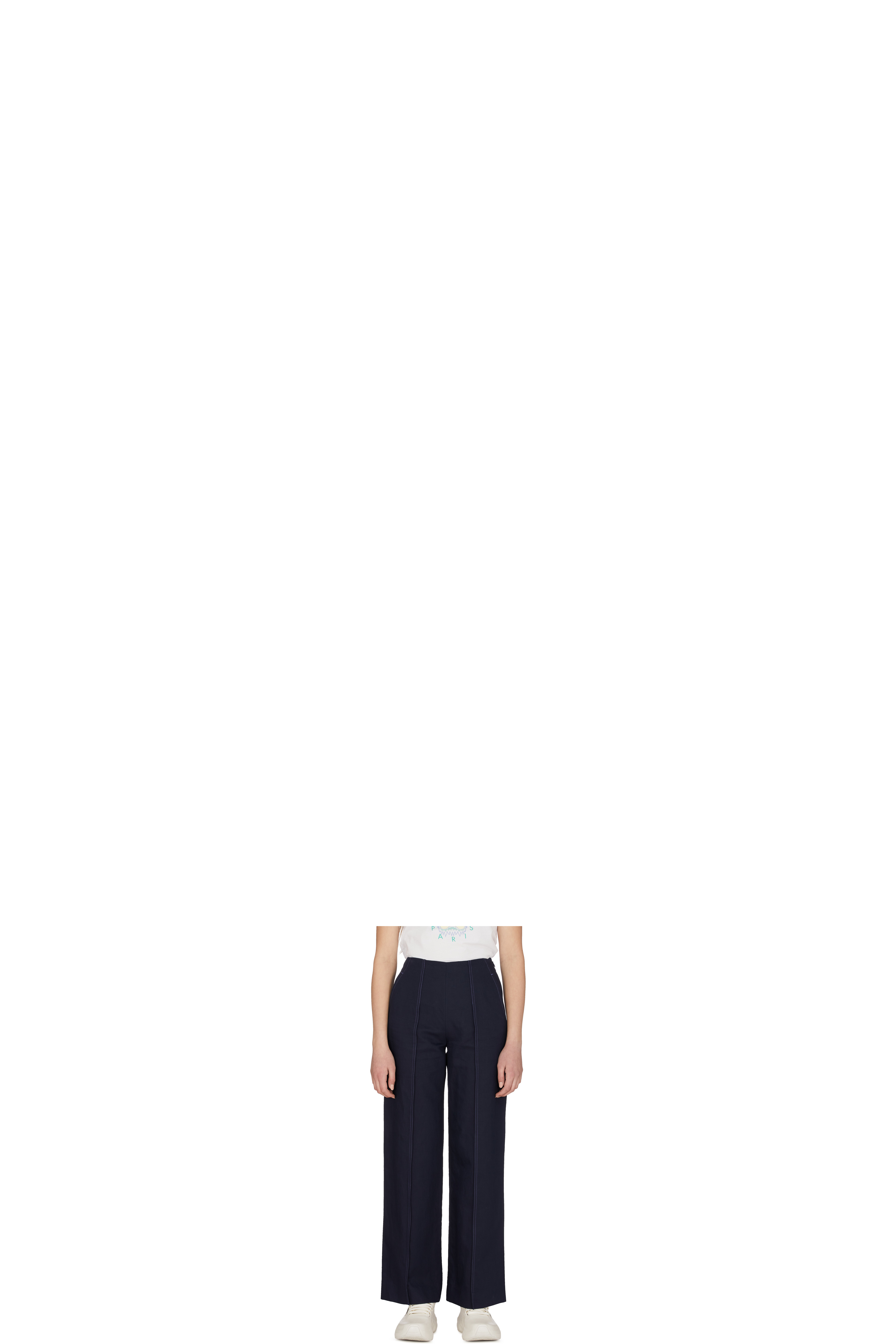 Blue Short Topstitch Pant