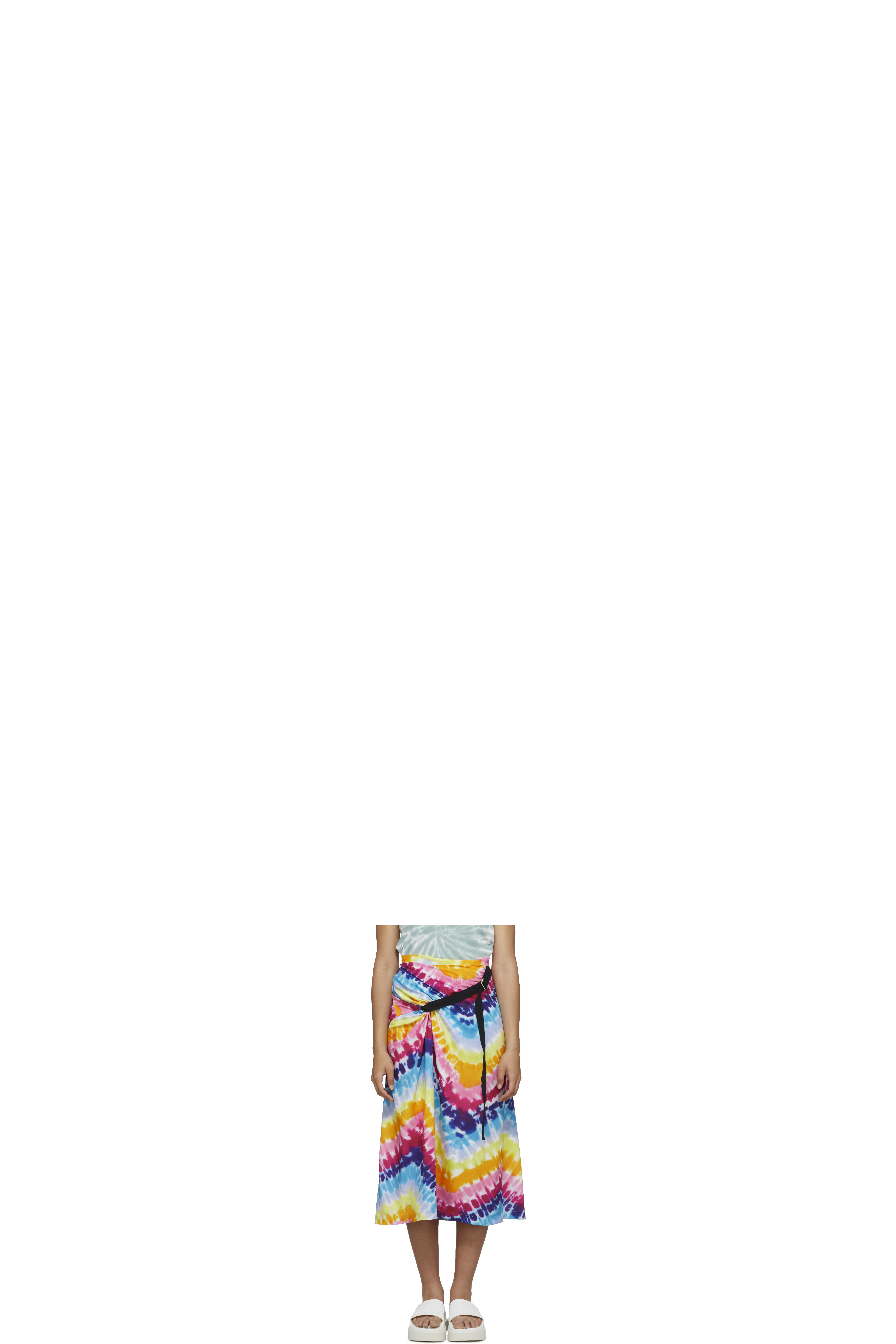 Multicolor Tie-Dye Wrap Midi Skirt