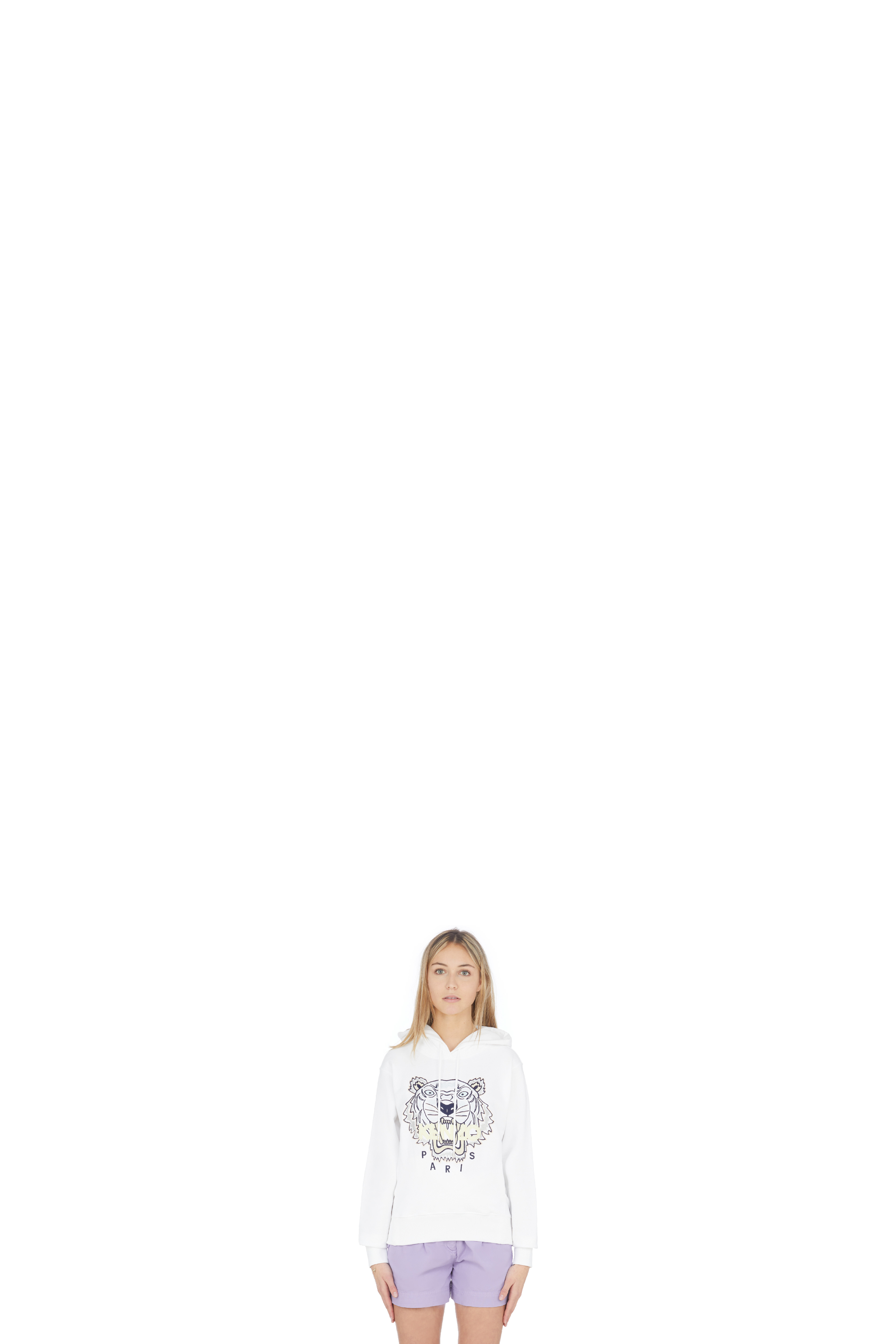 Pull à Capuche Tigre Blanc