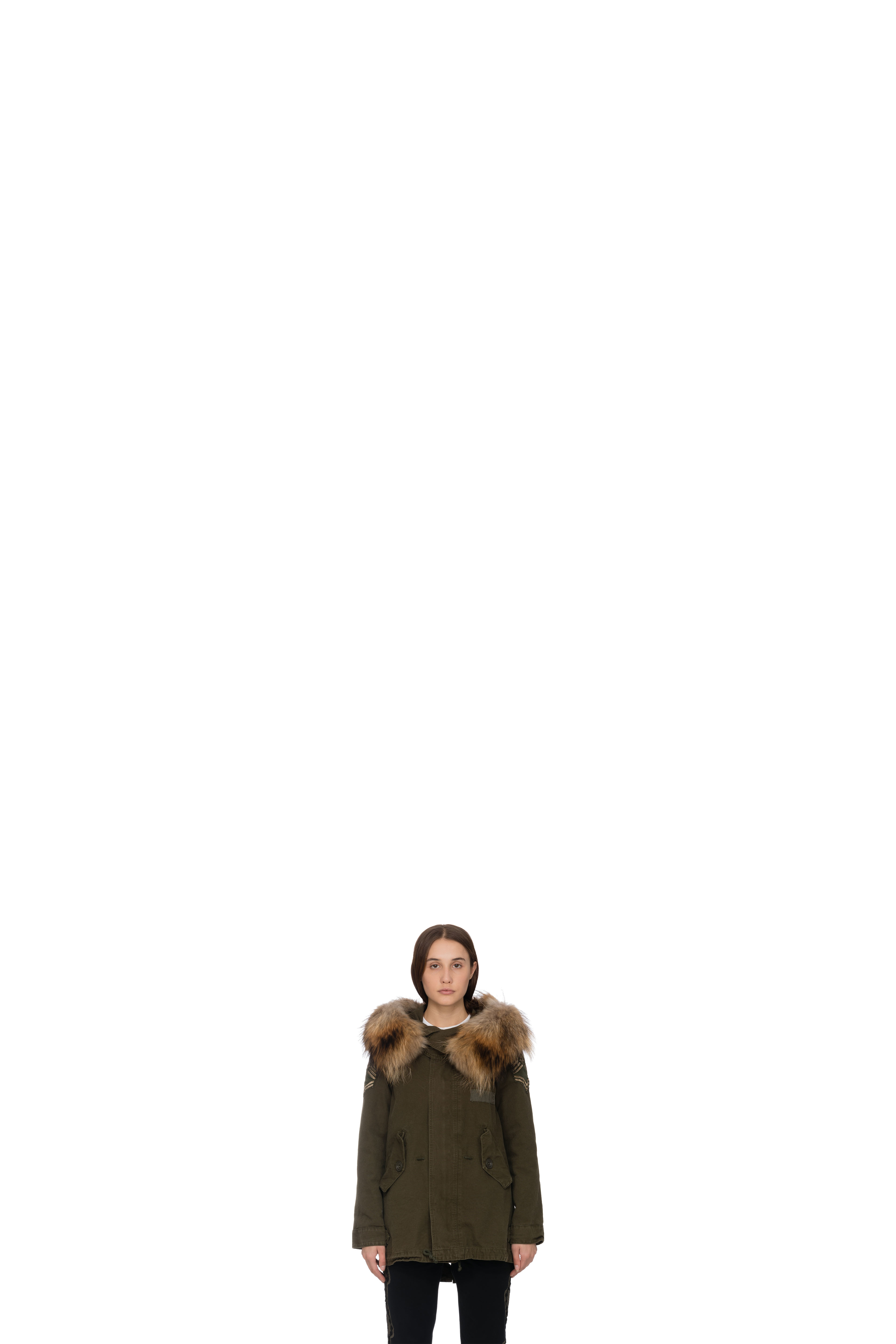 Green Canvas fur Jacket