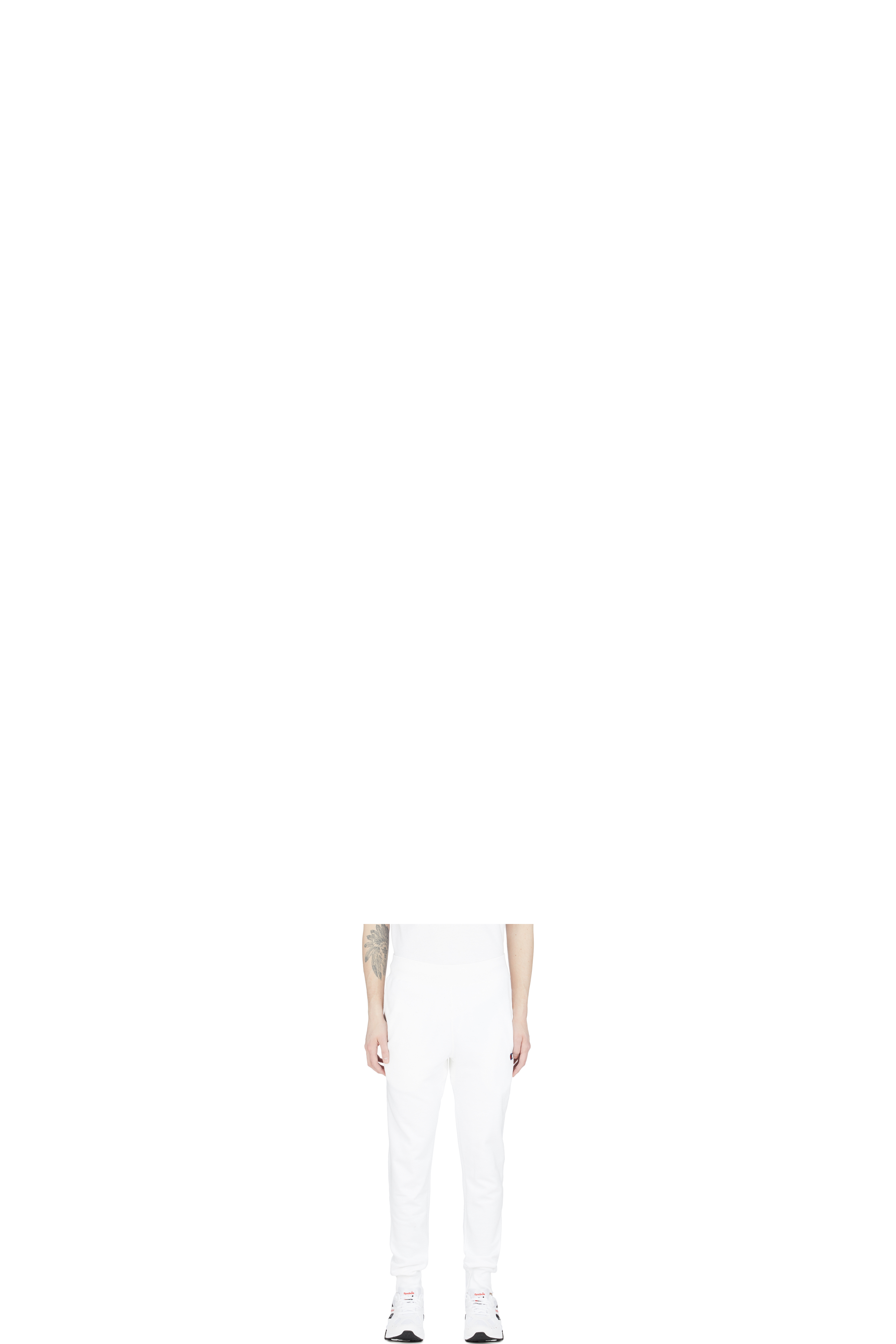 White Reverse Weave Jogger Pants